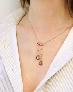 French Art Deco OMC diamond and ruby platinum necklace