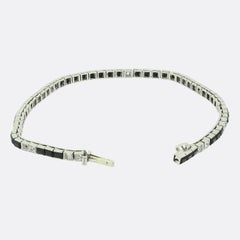 French Art Deco Onyx and Diamond Bracelet