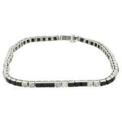French Art Deco Onyx and Diamond Bracelet