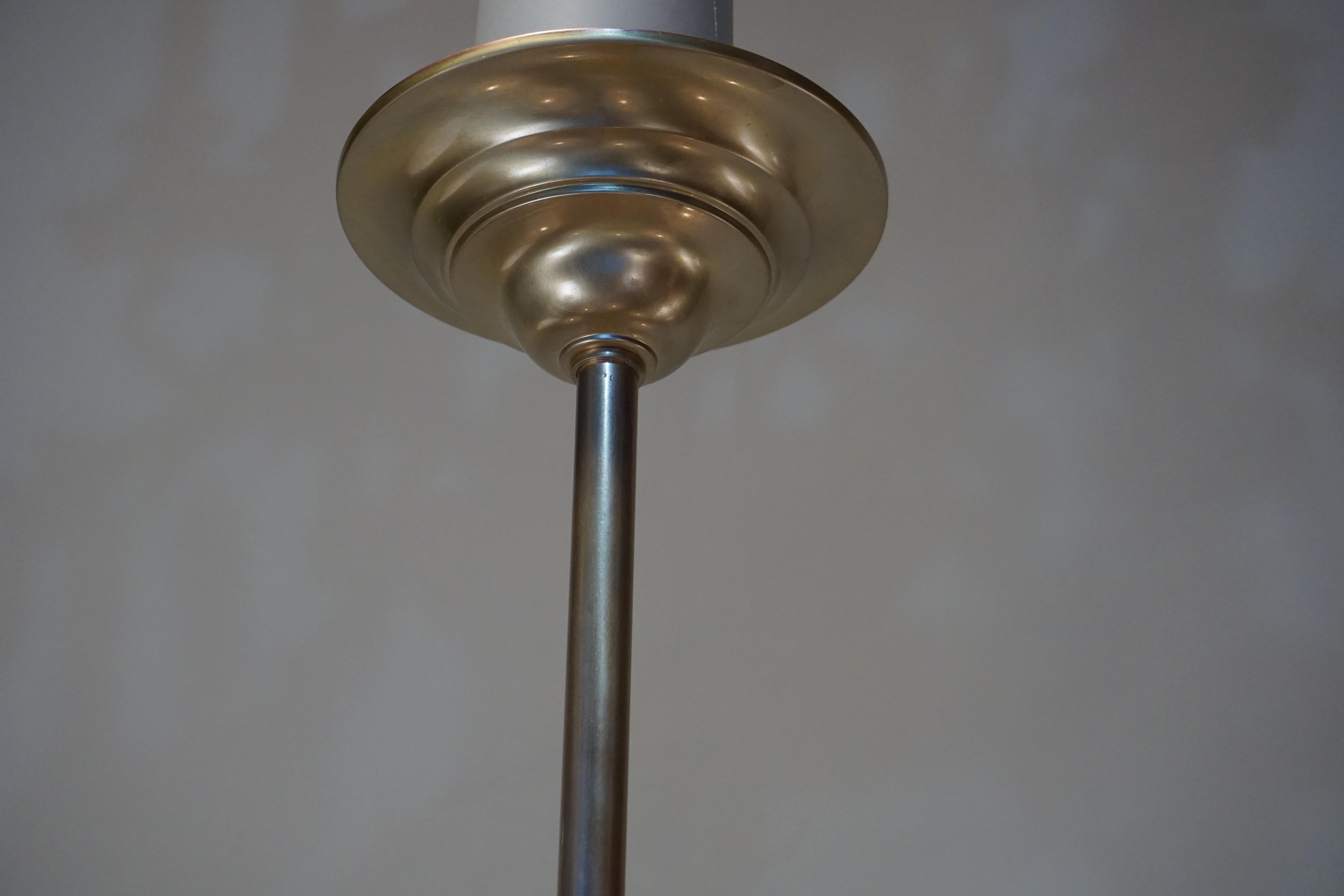 French Art Deco Opalescent Glass Chandelier by Ezan 1