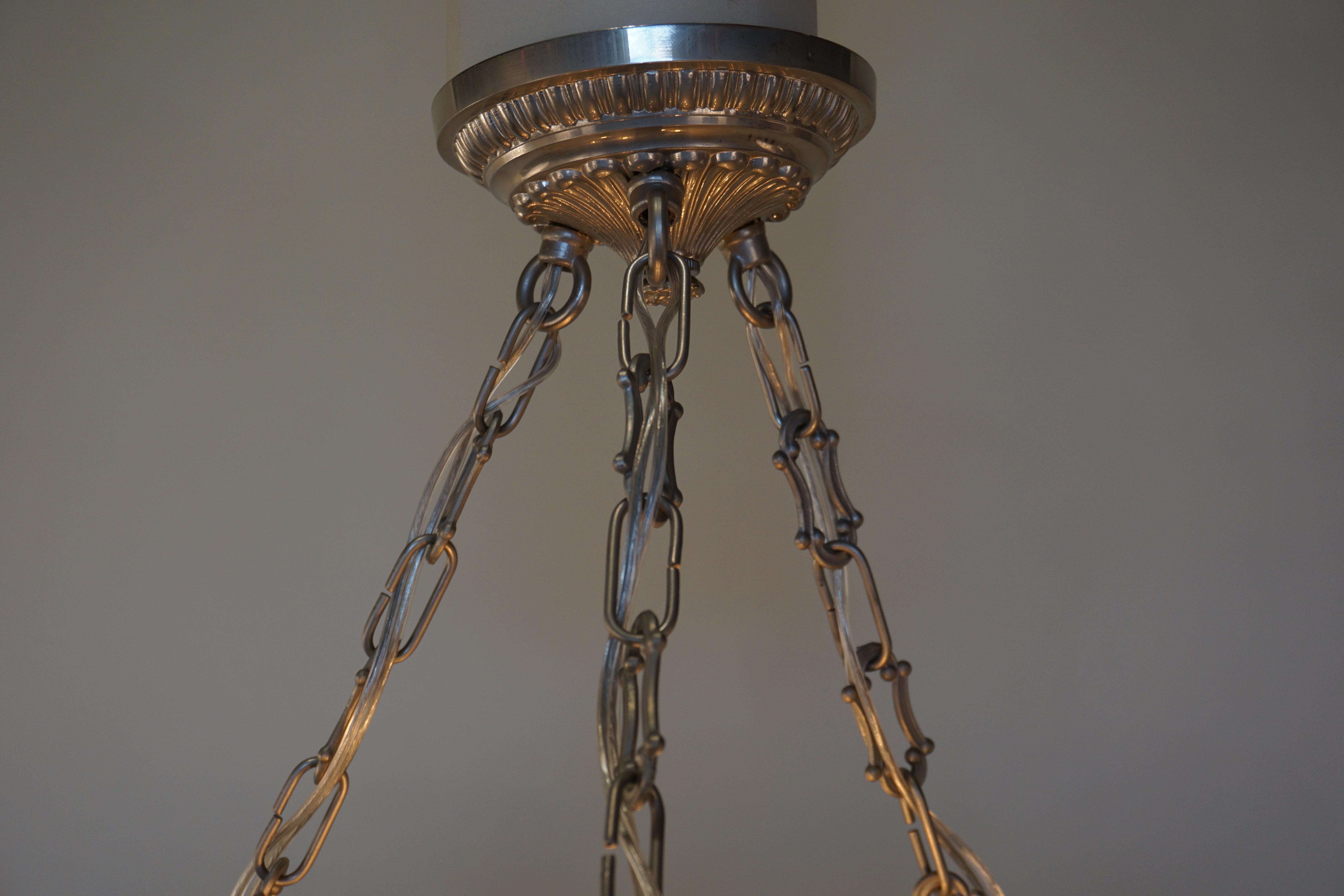 French Art Deco Opalescent Glass Chandelier by Verlys 7