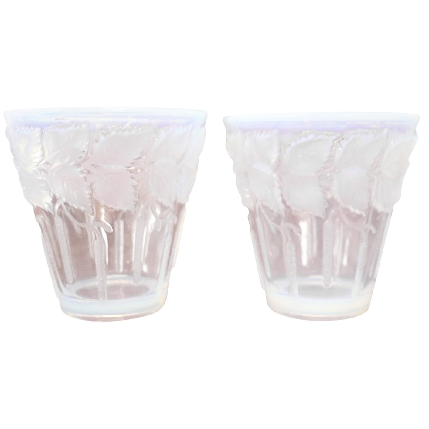 French Art Deco Opalescent Glass Pair of Vases