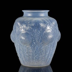 French Art Deco Opalescent Glass Vase "Domremy" by René Lalique