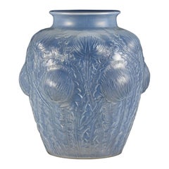 French Art Deco Opalescent Glass Vase "Domremy" by René Lalique
