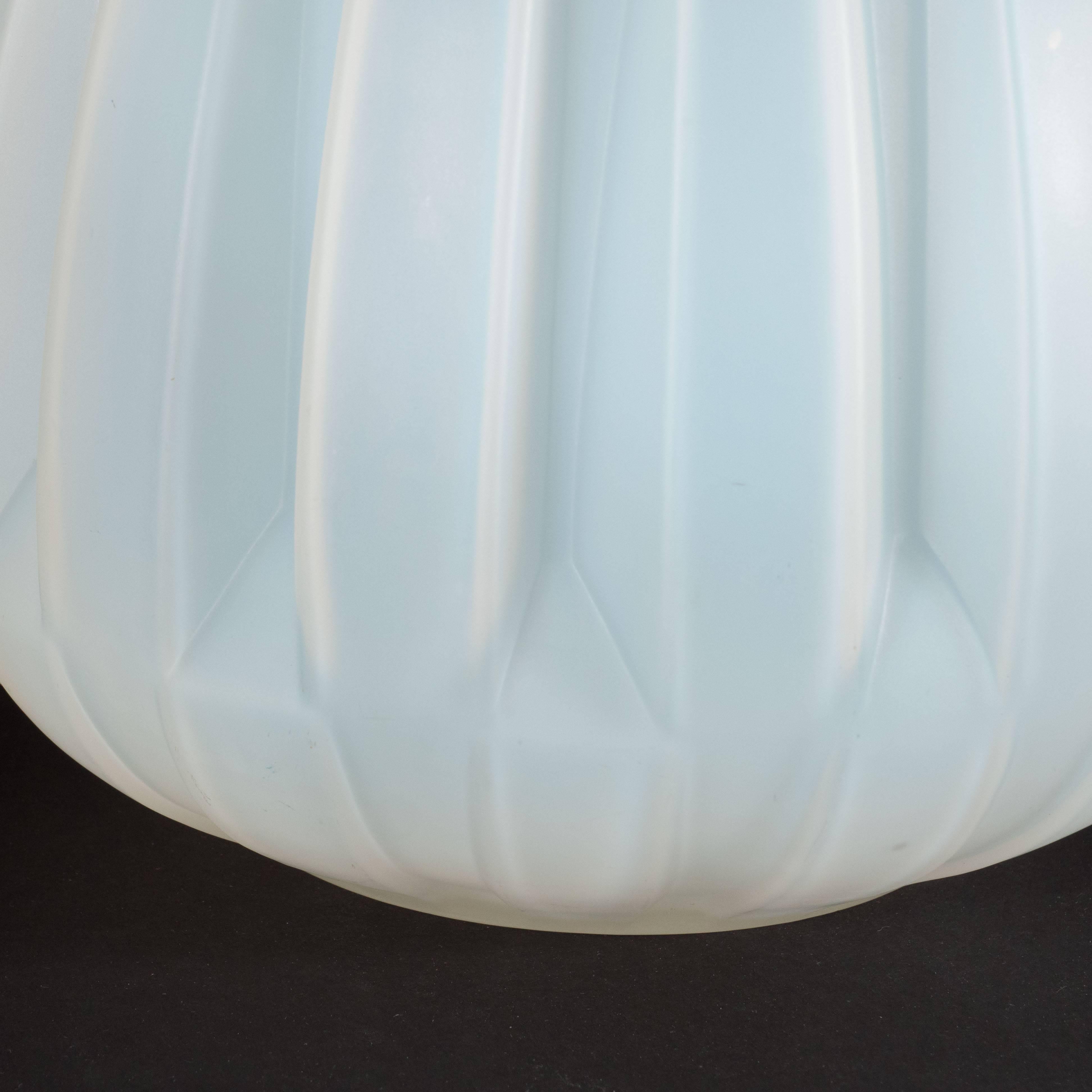 French Art Deco Opalescent Glass Vase with Streamlined Bands by Andre Hunebelle In Excellent Condition In New York, NY