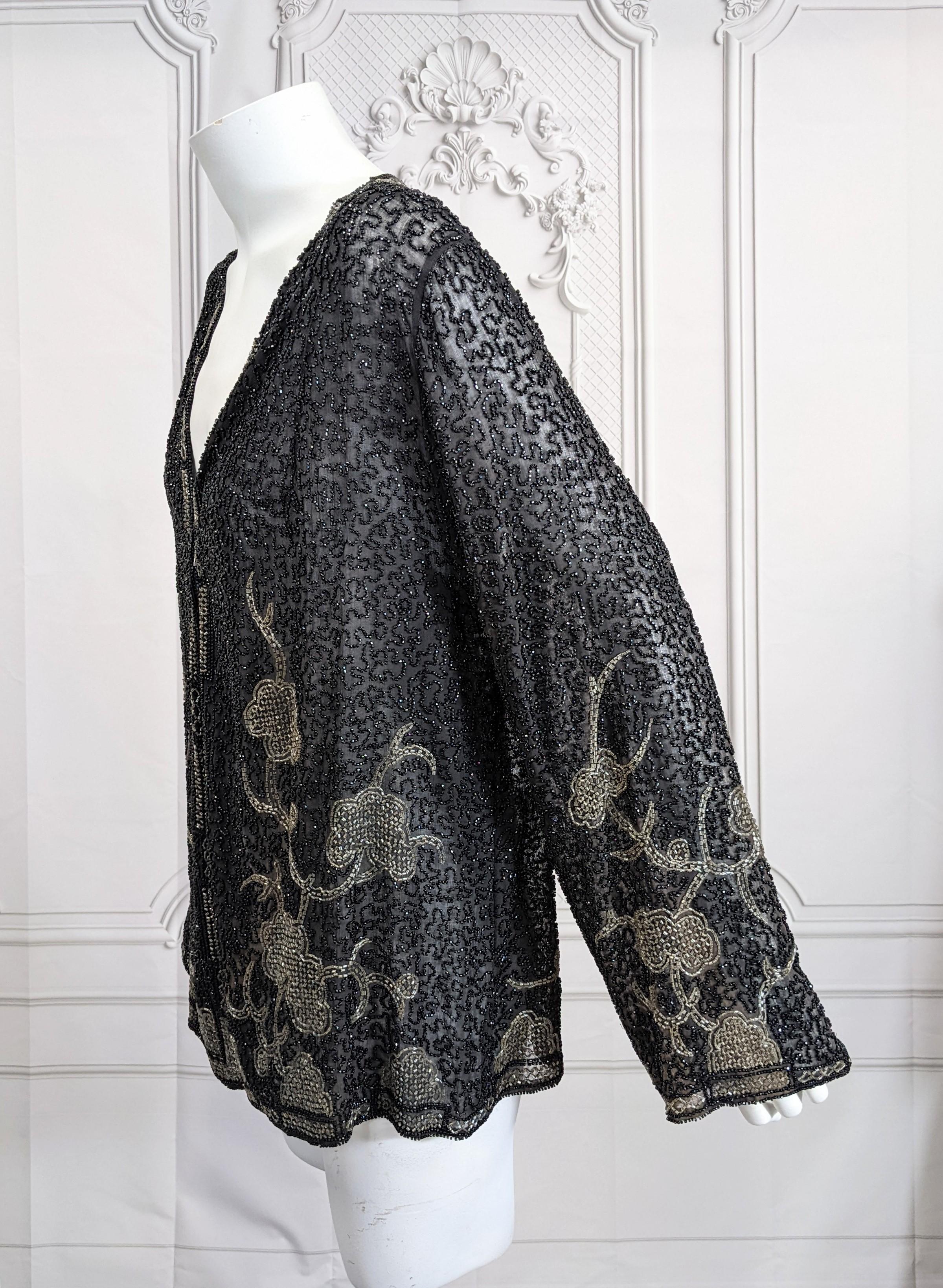 French Art Deco Orientalist Beaded Evening Jacket In Good Condition For Sale In New York, NY