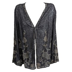 Chaqueta de noche francesa Art Decó orientalista con cuentas