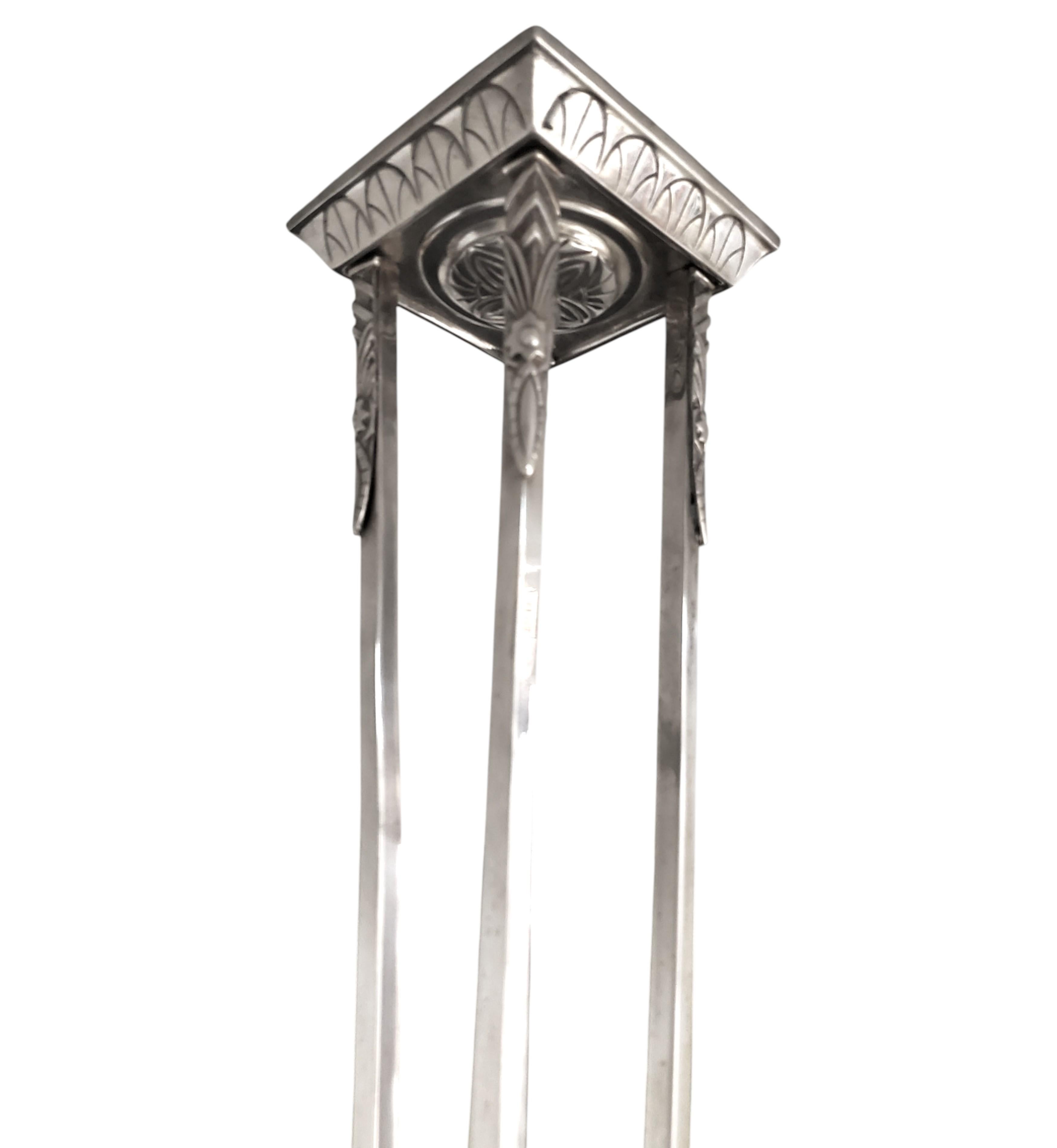 Französisch Art Deco original mattiert Kunstglas Nickel Kronleuchter unterzeichnet Frontisi im Angebot 8