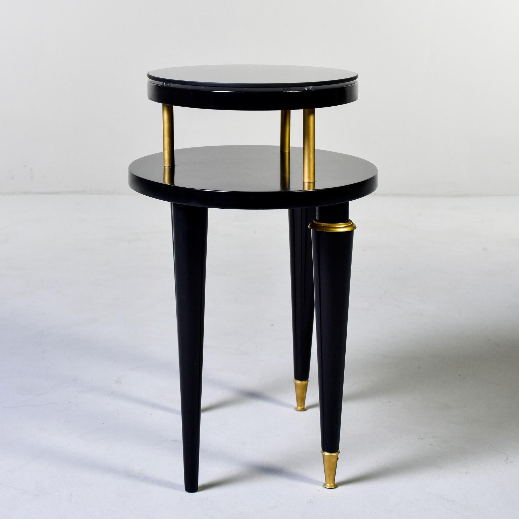 French Art Deco Oval Ebonized Side Table with Brass Trim 4