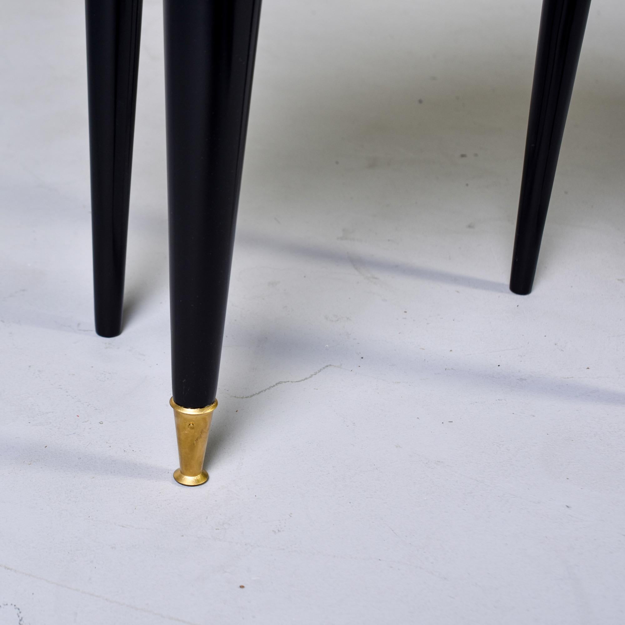 French Art Deco Oval Ebonized Side Table with Brass Trim 3