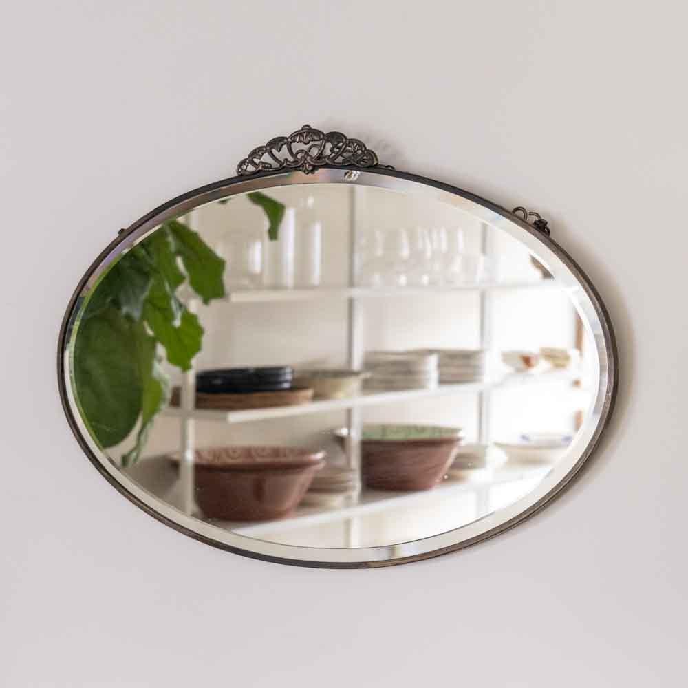 Francese Specchio ovale francese Art Deco Mirror in vendita