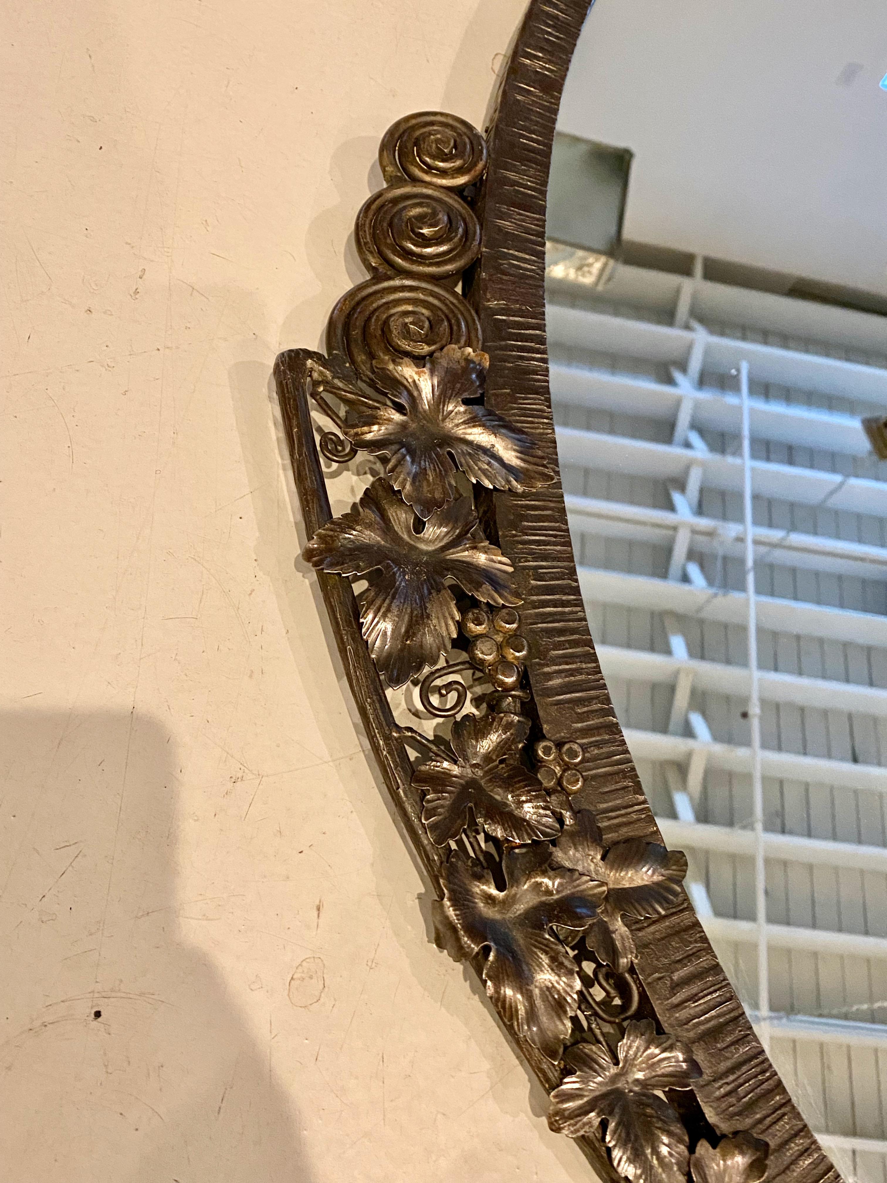 Inizio XX secolo Specchio ovale francese Art Deco Mirror in vendita