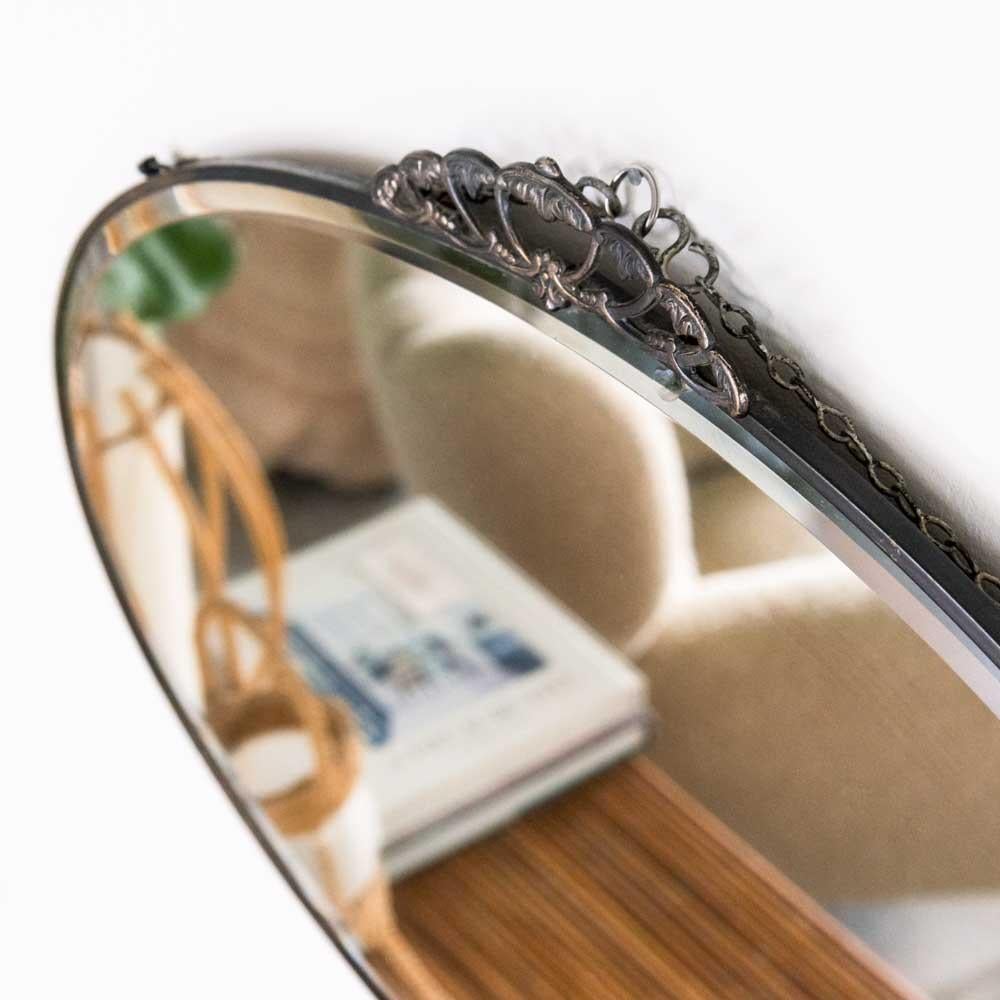 Specchio ovale francese Art Deco Mirror in vendita 1