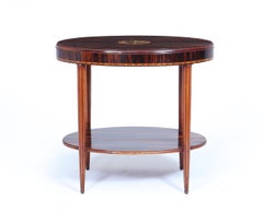 French Art Deco Oval Side Table in Macassar Ebony