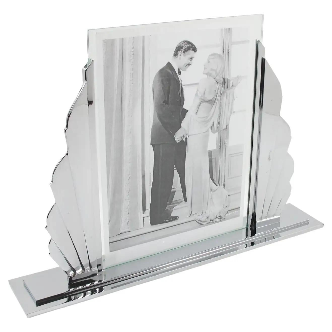 Art Deco Oversized Chrome Picture Frame, France 1930s For Sale 1