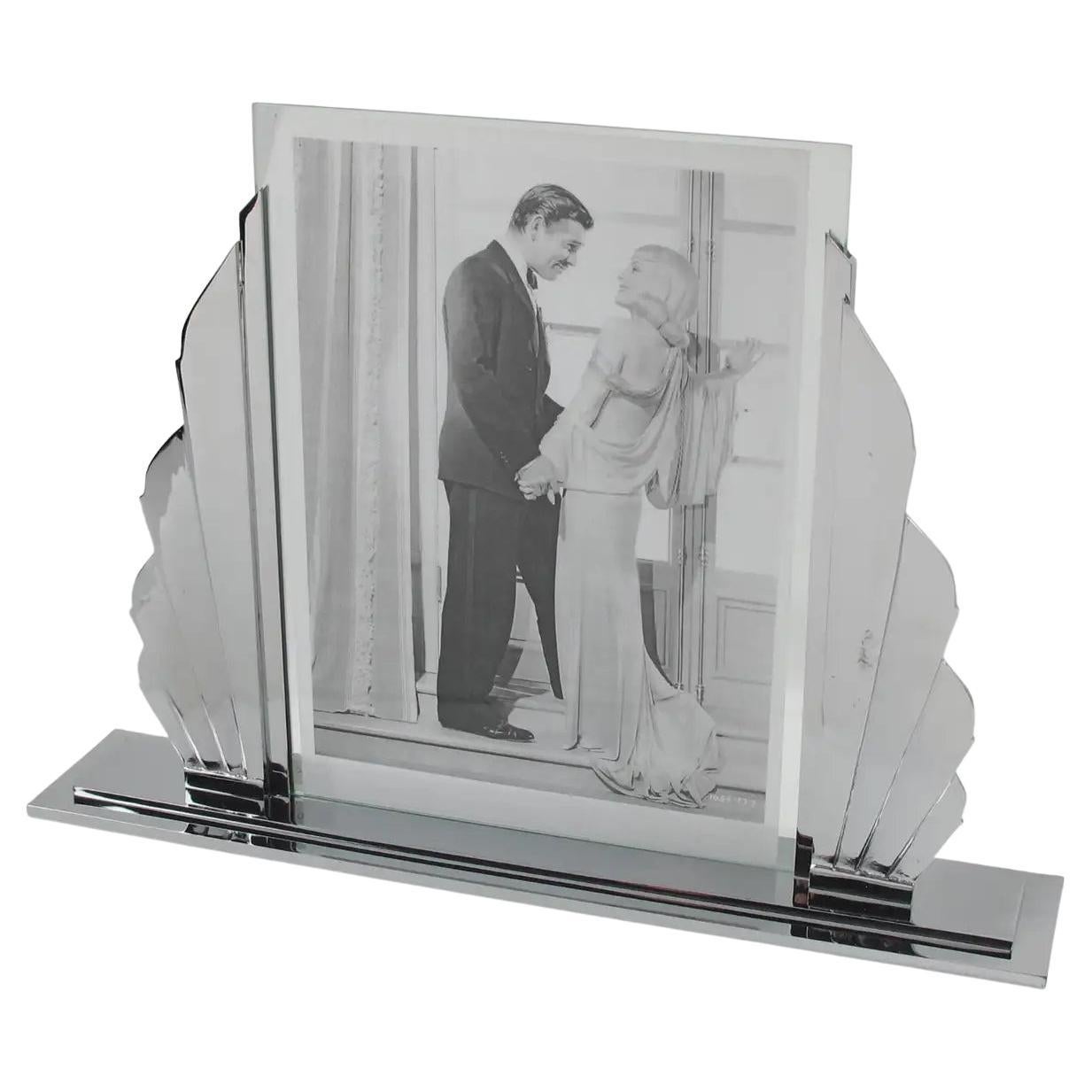 Art Deco Oversized Chrome Picture Frame, France 1930s For Sale