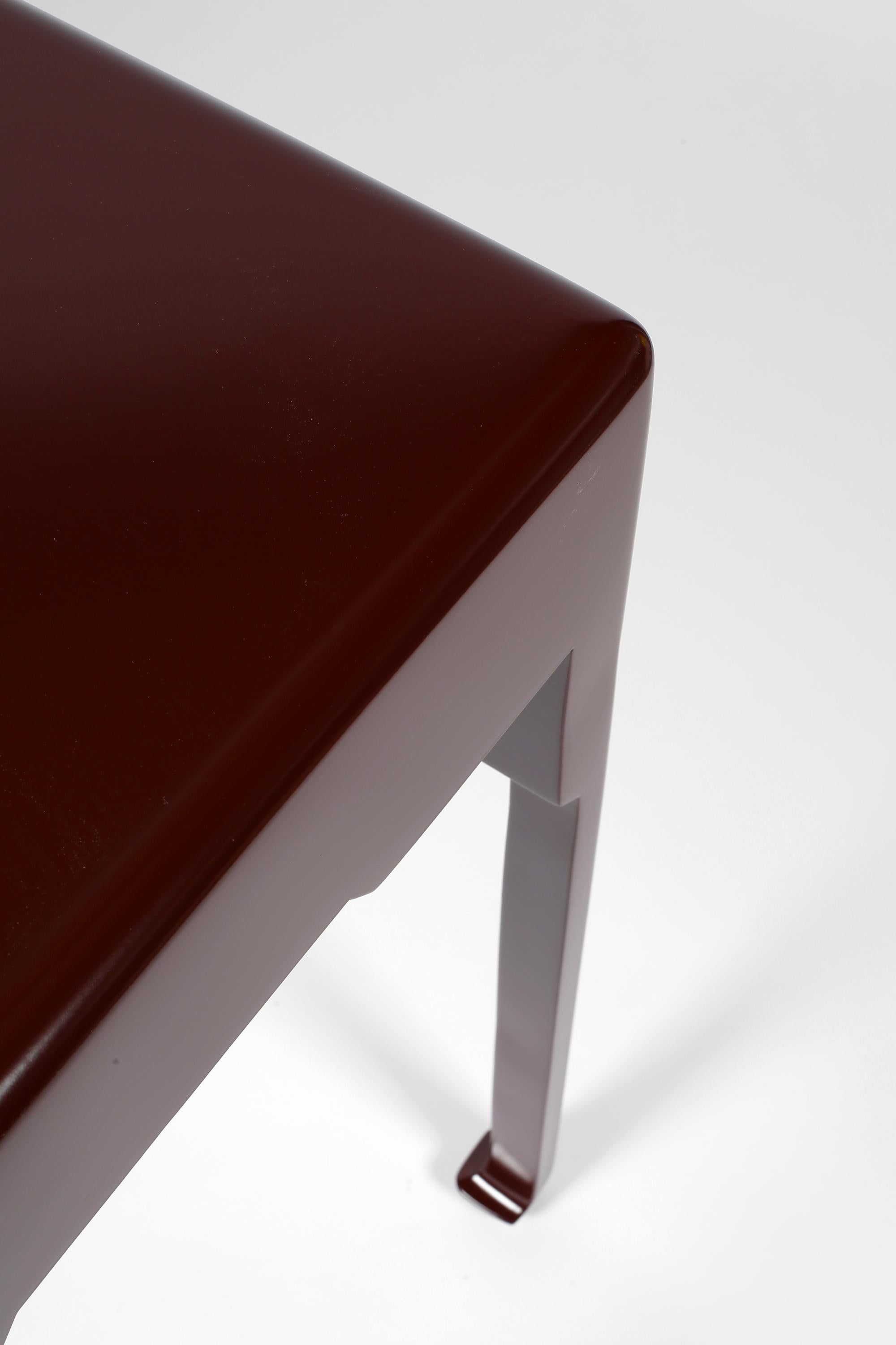 French Art Deco Oxblood Lacquer Atelier Martine Lamp Table For Sale 7