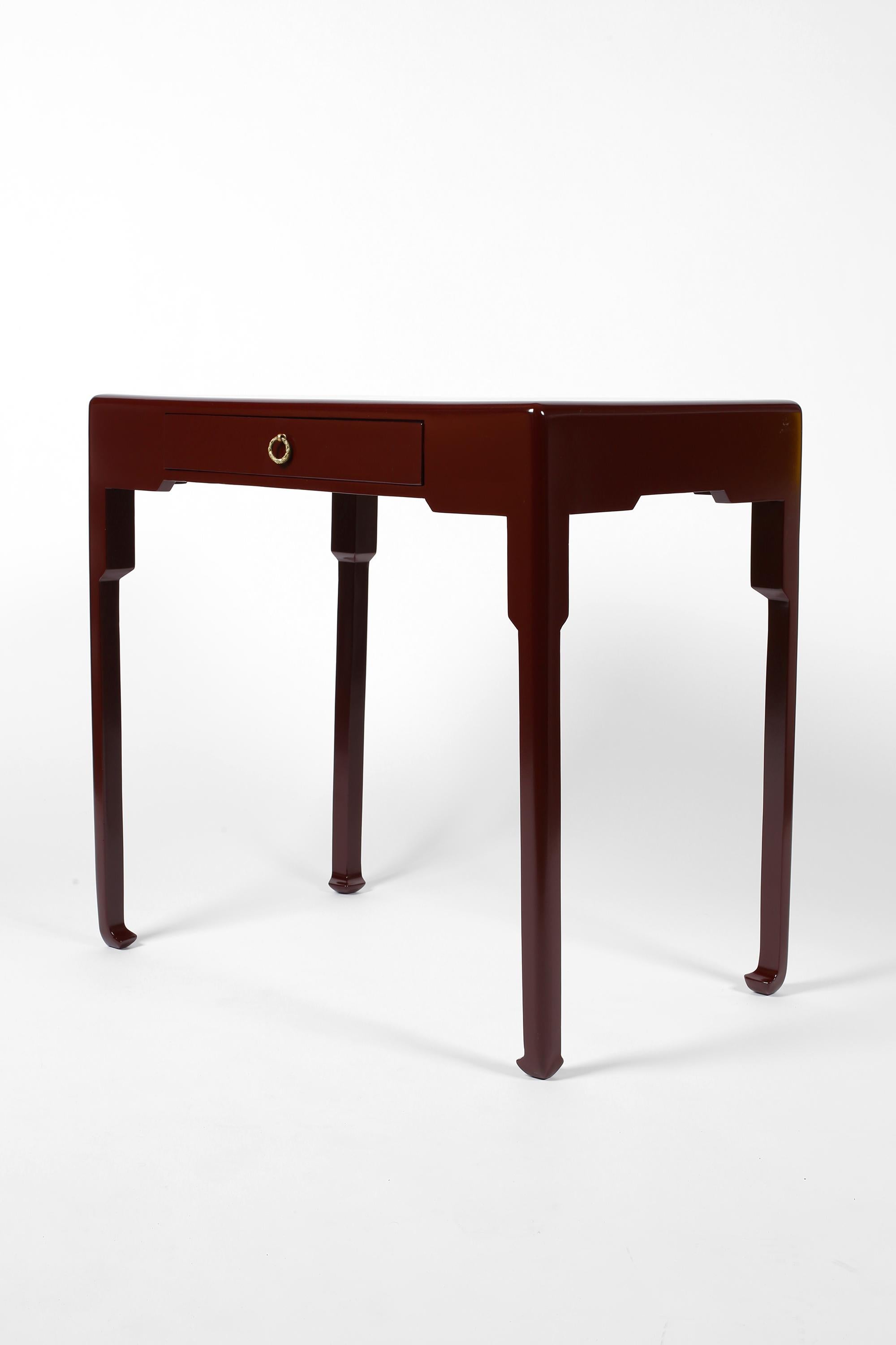 French Art Deco Oxblood Lacquer Atelier Martine Lamp Table For Sale 10
