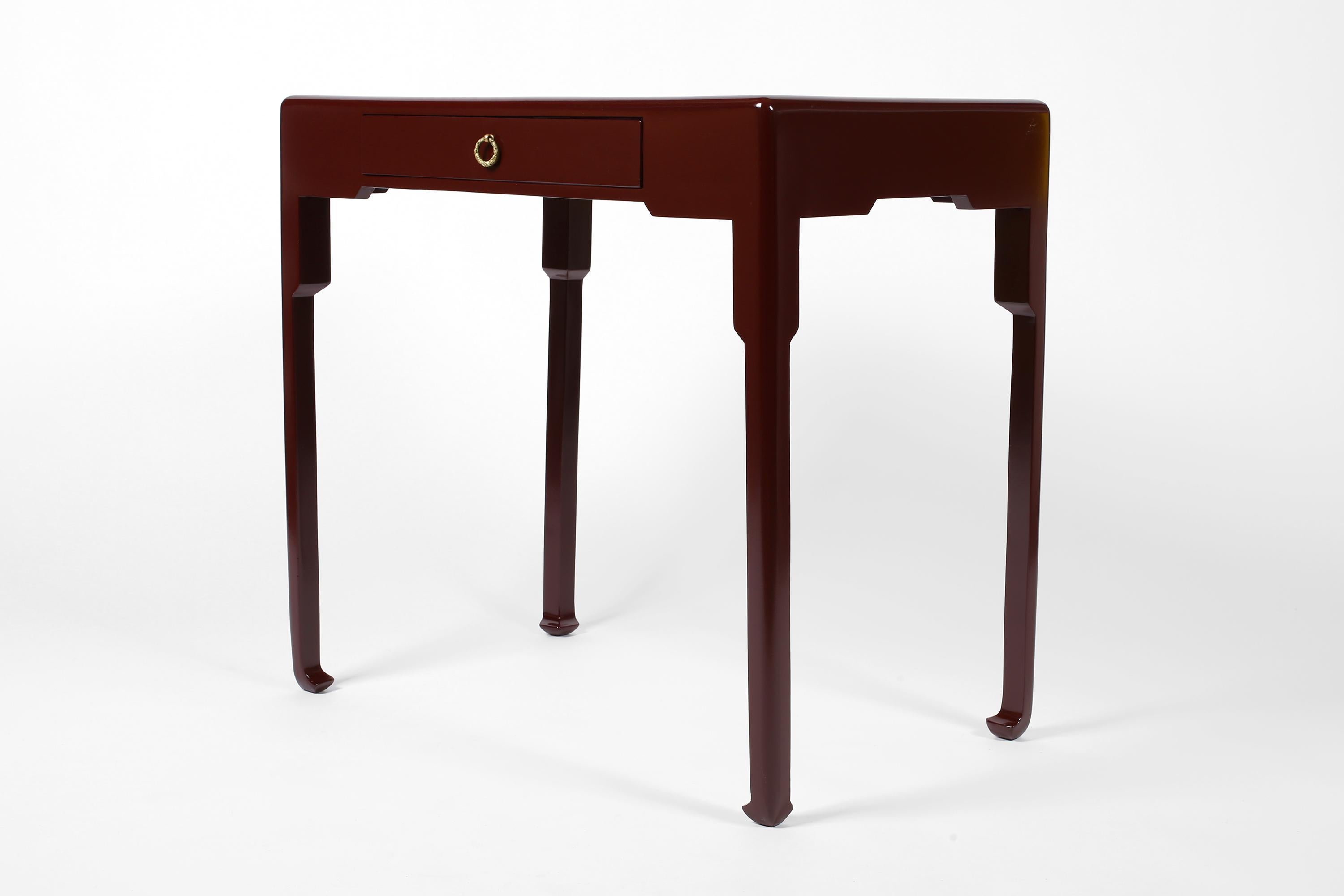 French Art Deco Oxblood Lacquer Atelier Martine Lamp Table For Sale 12