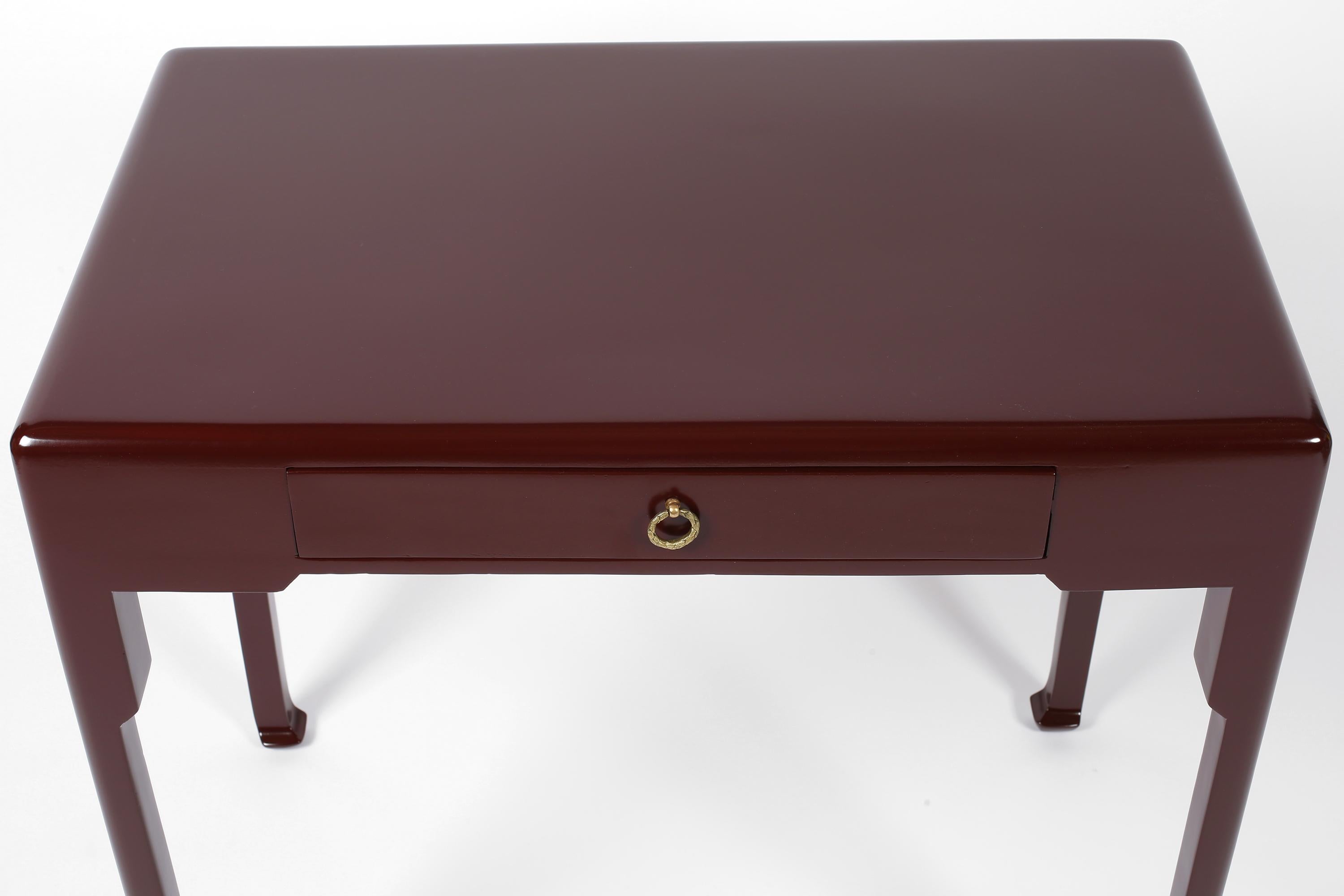 French Art Deco Oxblood Lacquer Atelier Martine Lamp Table For Sale 14