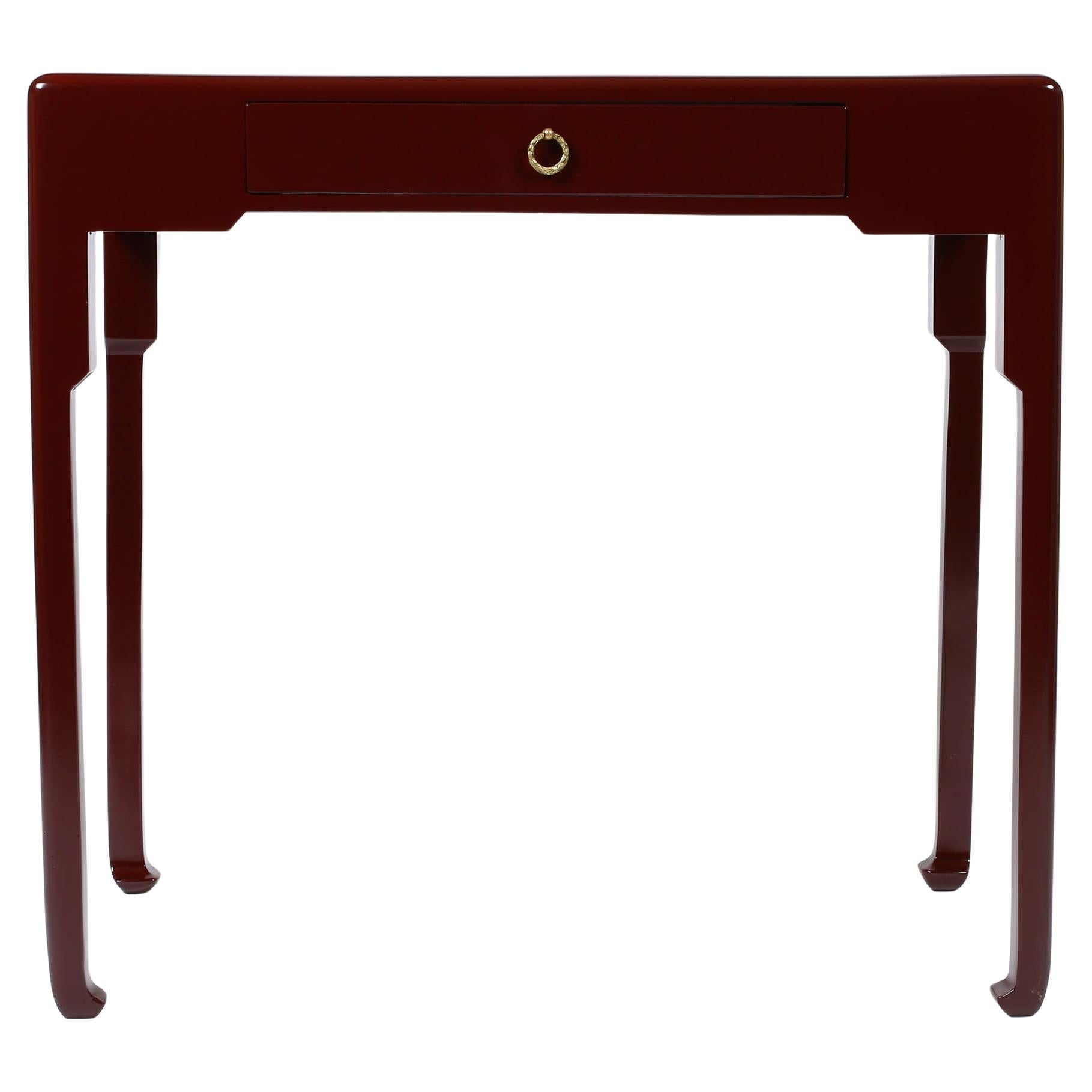 French Art Deco Oxblood Lacquer Atelier Martine Lamp Table For Sale
