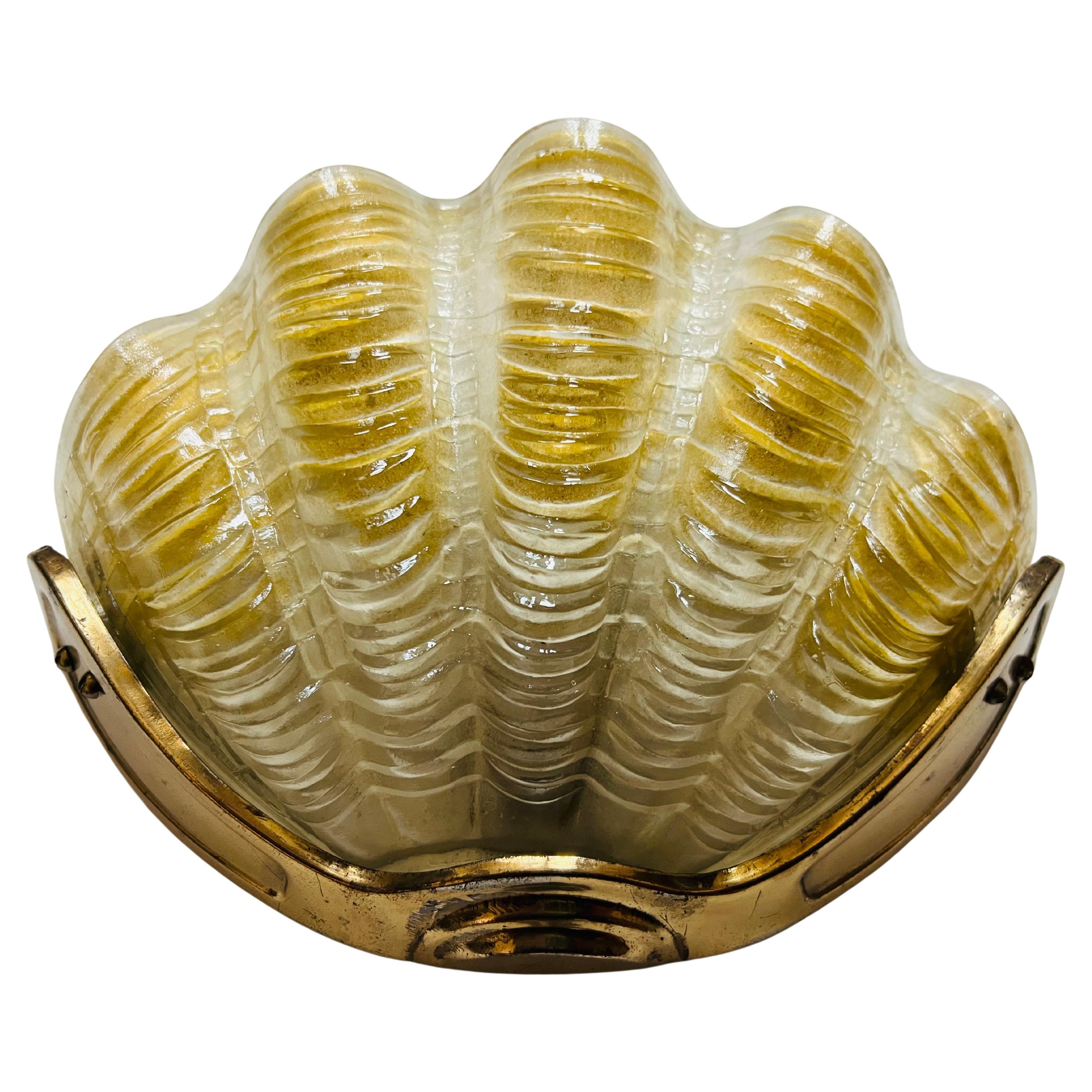 French Art Deco Oyster Glass Wall Lamp, 1930 For Sale