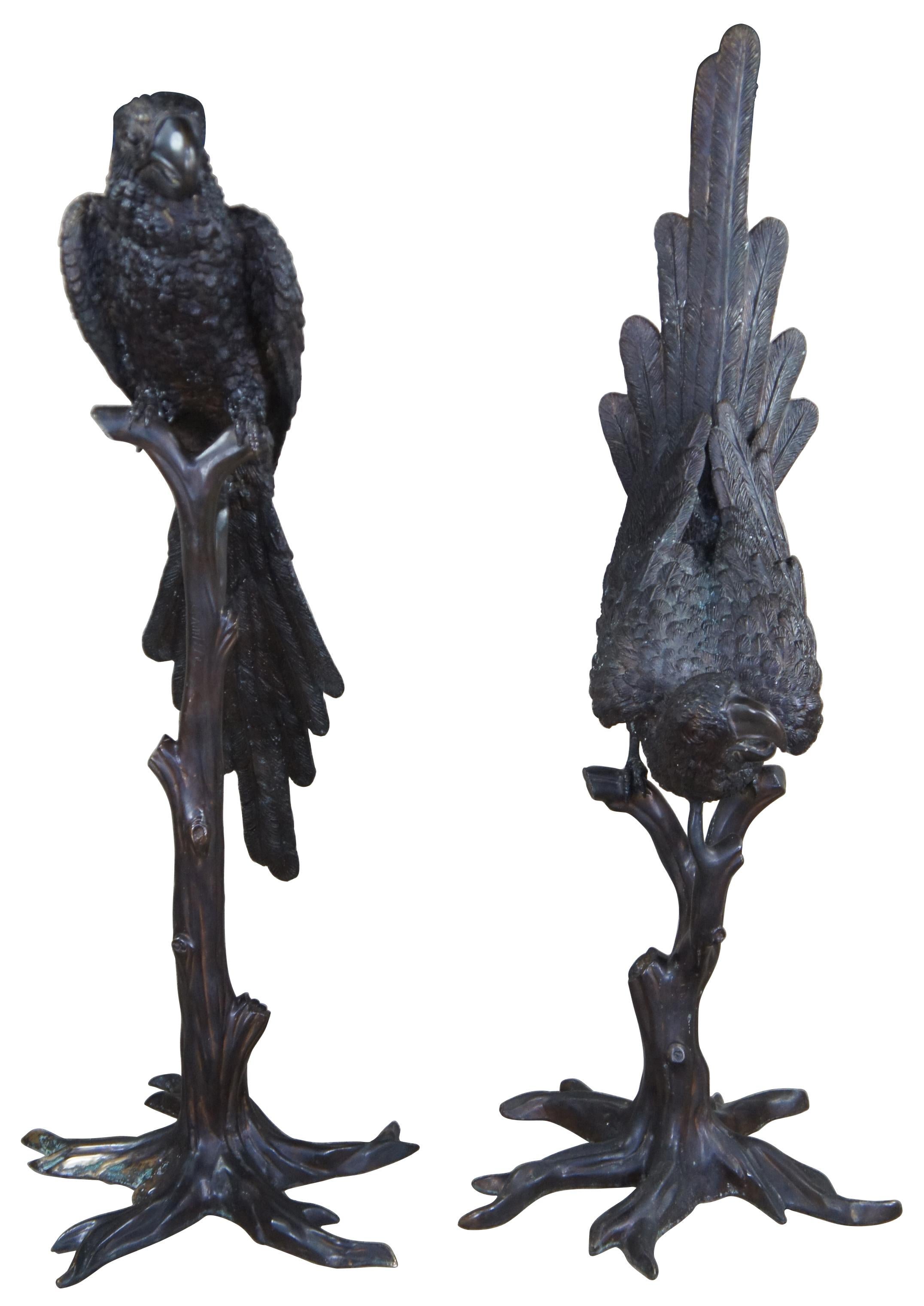 Pareja de esculturas de loros franceses Art Decó en bronce a tamaño natural Camille 55 en Bueno estado para la venta en Dayton, OH