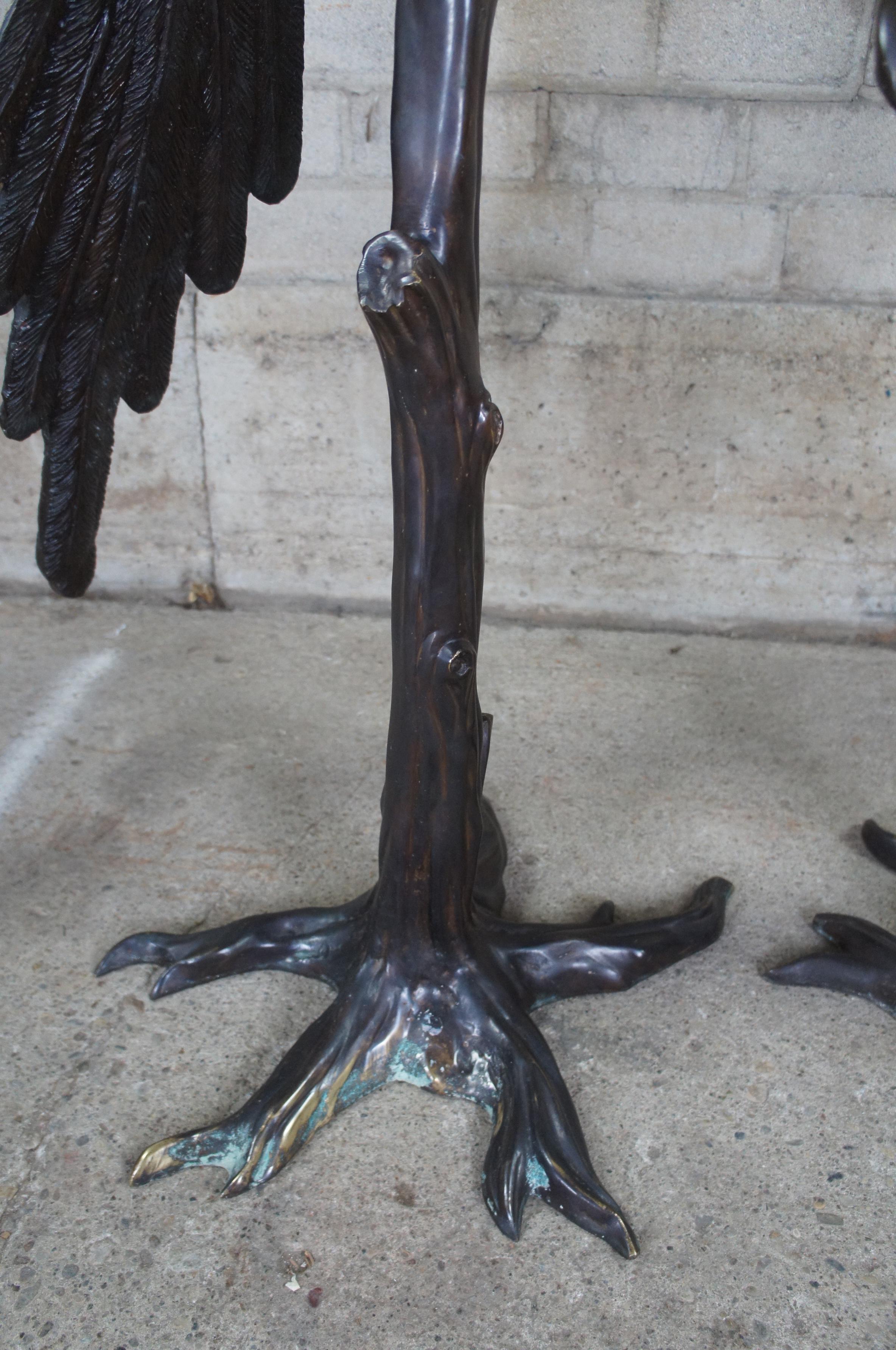 Pareja de esculturas de loros franceses Art Decó en bronce a tamaño natural Camille 55 en venta 2