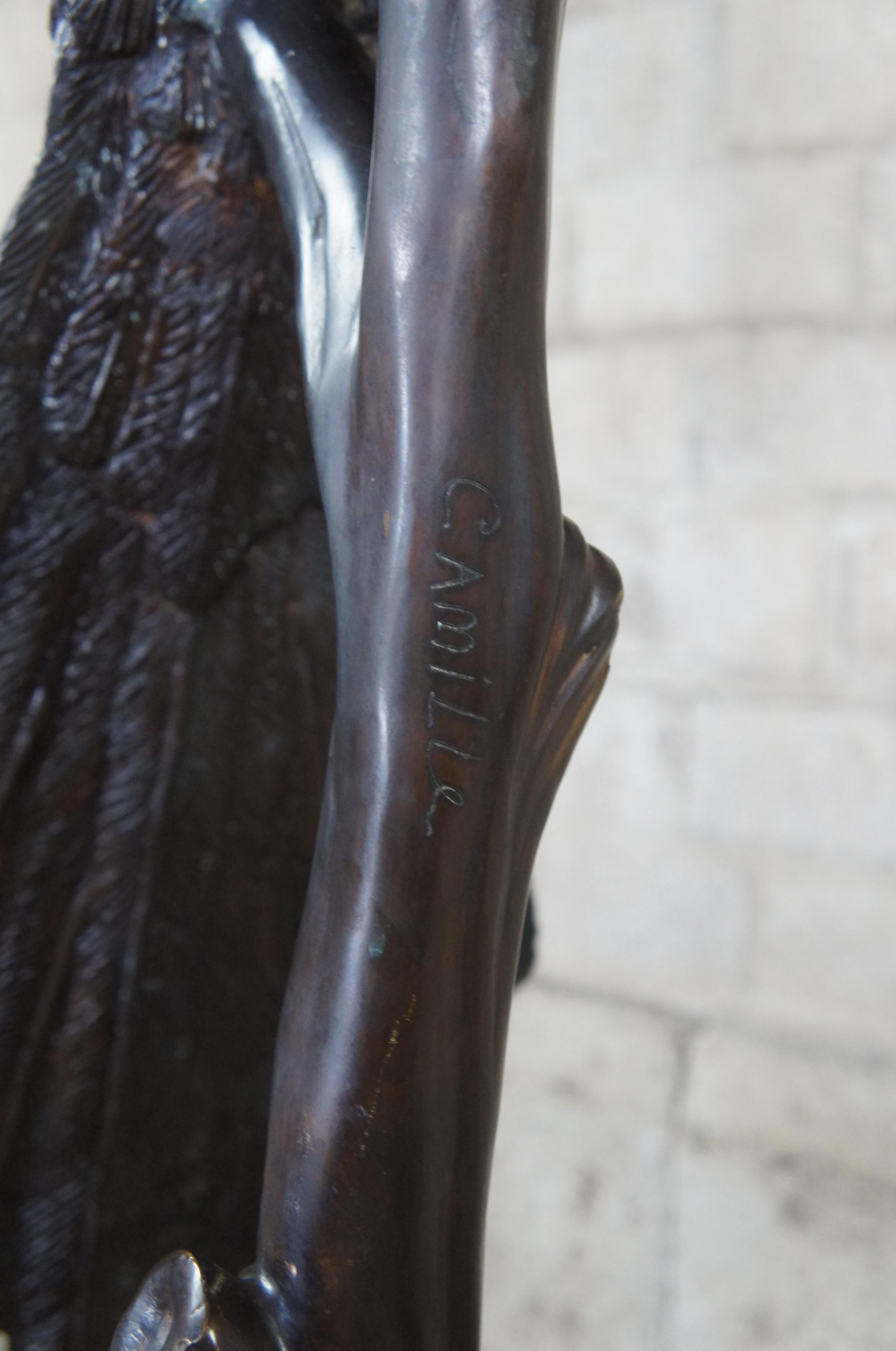Pareja de esculturas de loros franceses Art Decó en bronce a tamaño natural Camille 55 en venta 3