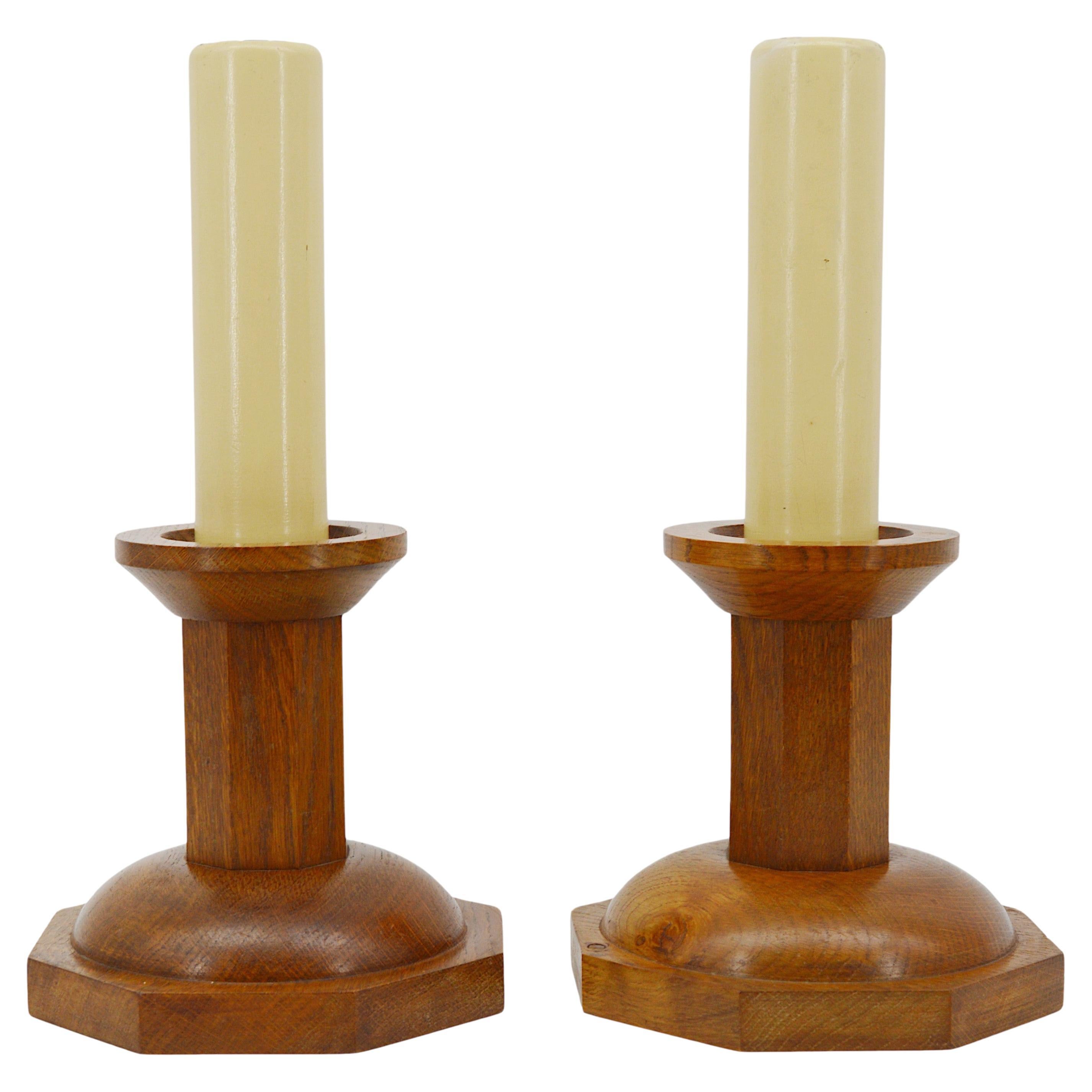 French Art Deco Pair of Candlesticks, 1930, Poor Clares For Sale