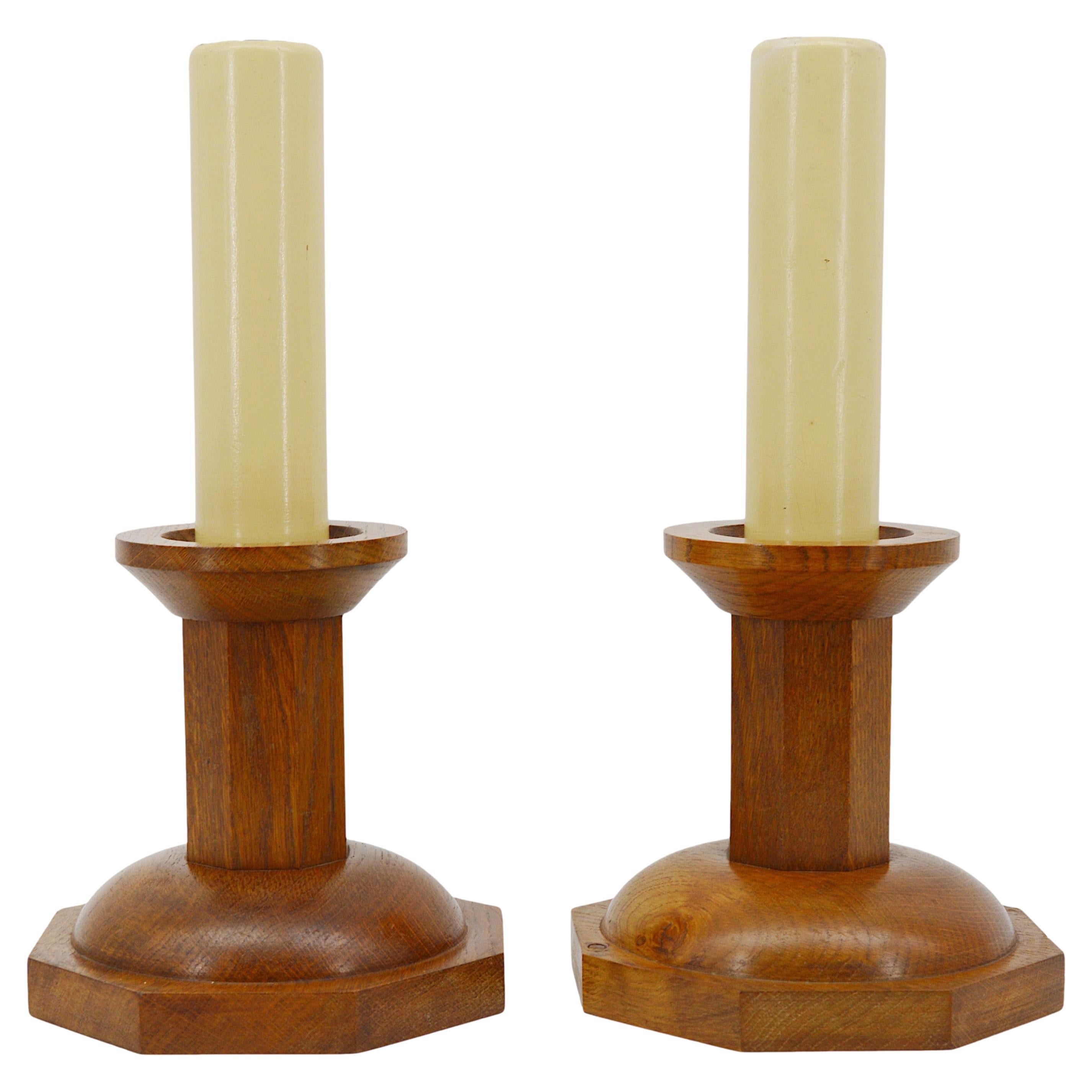 Rare French Art Deco Pair of Candlesticks, 1920, Poor Clares