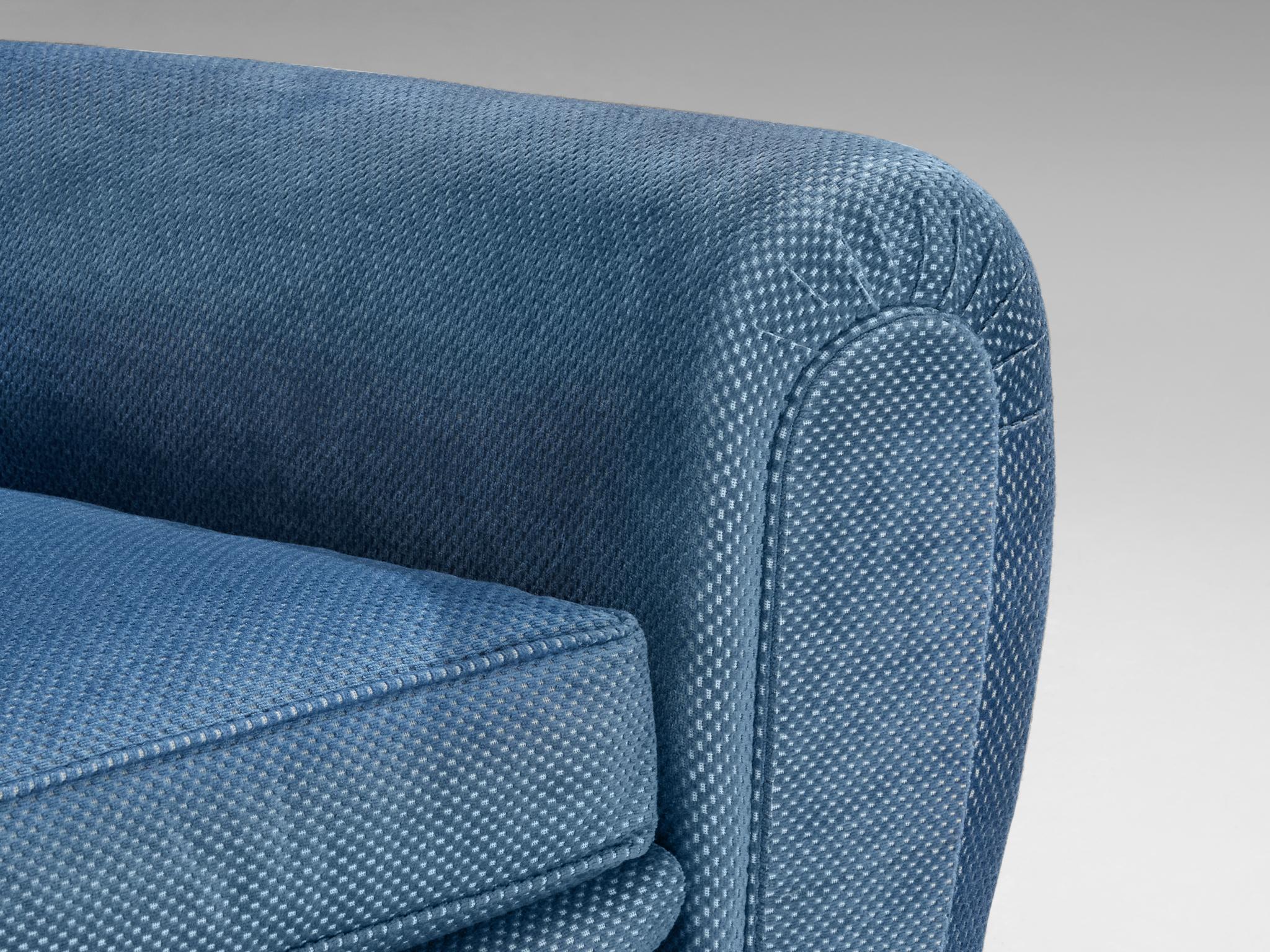 Pareja de sillones art déco franceses tapizados en azul en venta 3