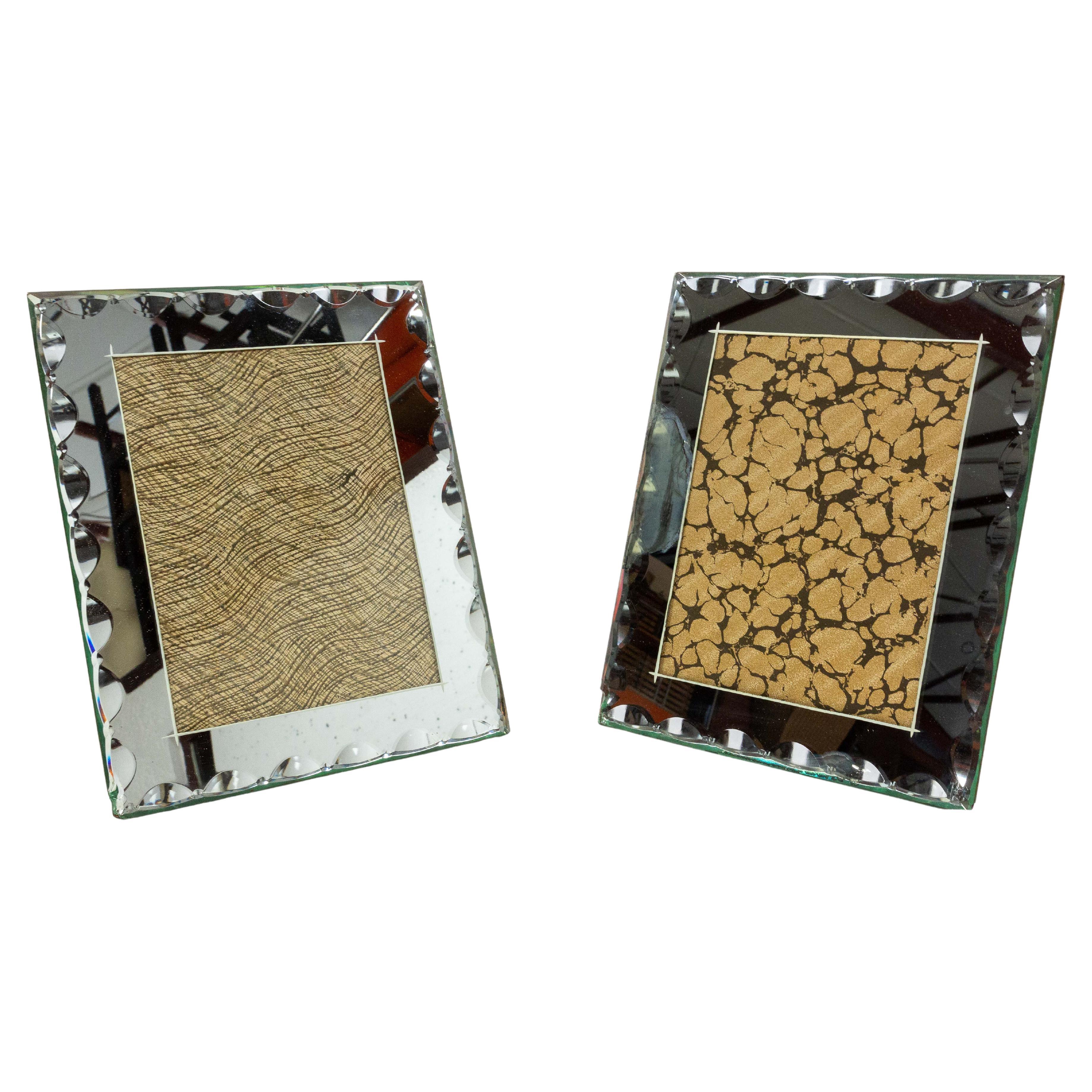 French Art Deco Pair of Mirror Standing Photo Frames, circa 1930 For Sale