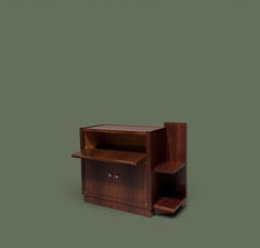 French Art Deco Pair of Nightstands, Rosewood and Chrome, 1930s