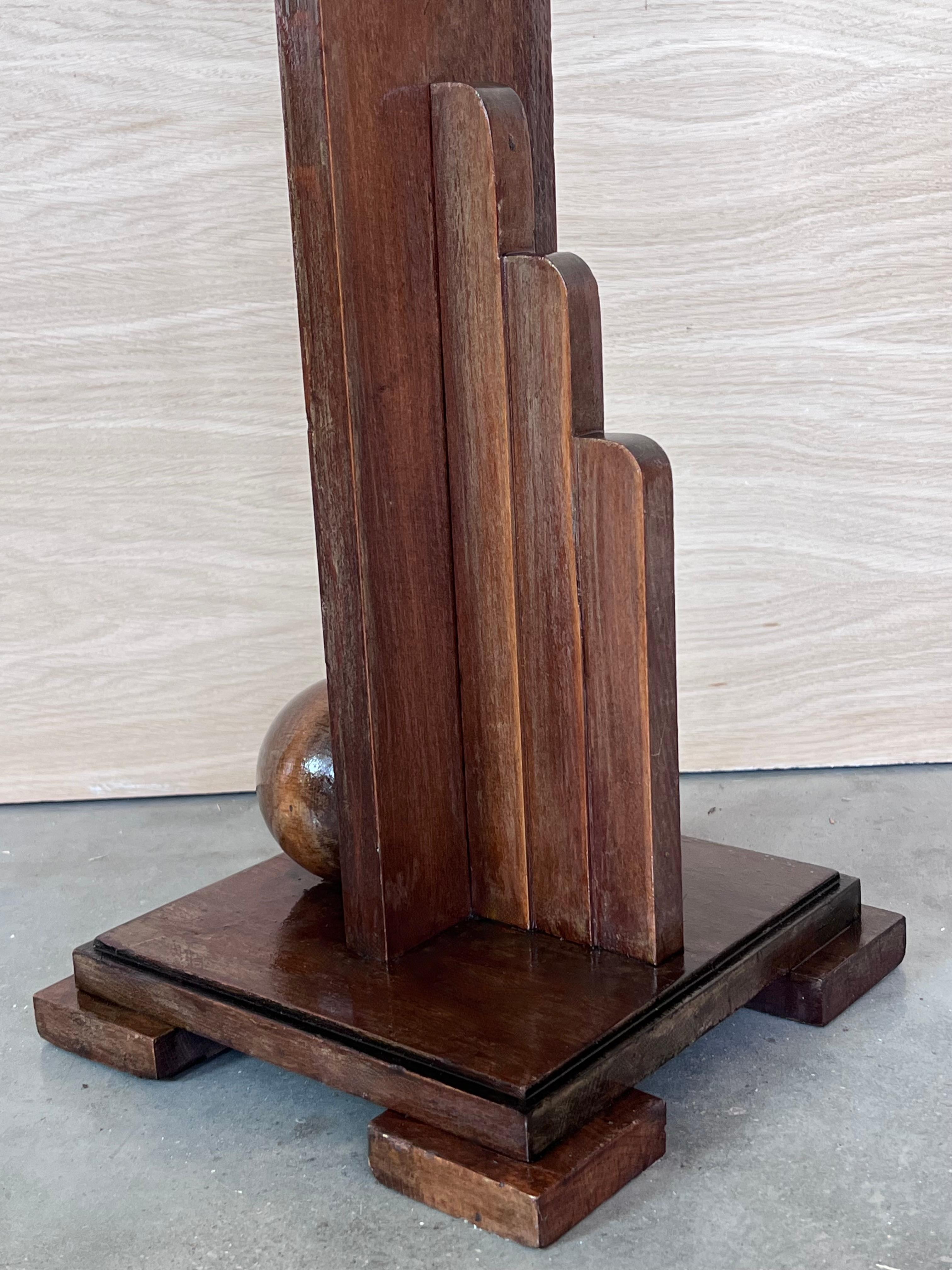 French Art Deco Pair of Pedestals in Walnut and Ebonized Wood For Sale 8