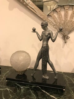 French Art Deco Pair of Table Lamps Signed by Muller Frères Luneville