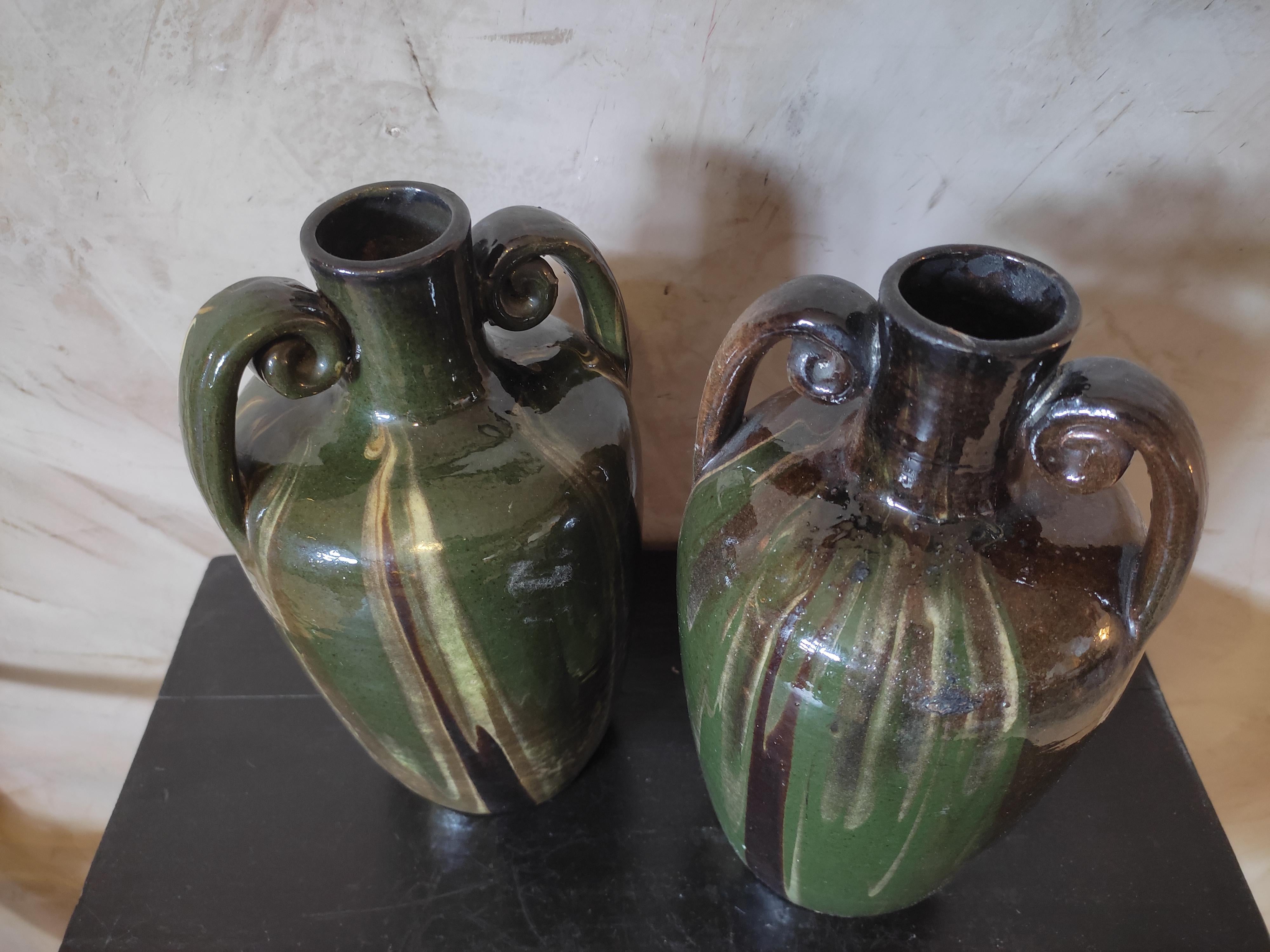 French Art Deco Pair of Terracotta Vases, 1930s In Good Condition In LEGNY, FR