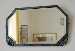 French Art Deco Pair of Wrought Iron Mirrors, 1920