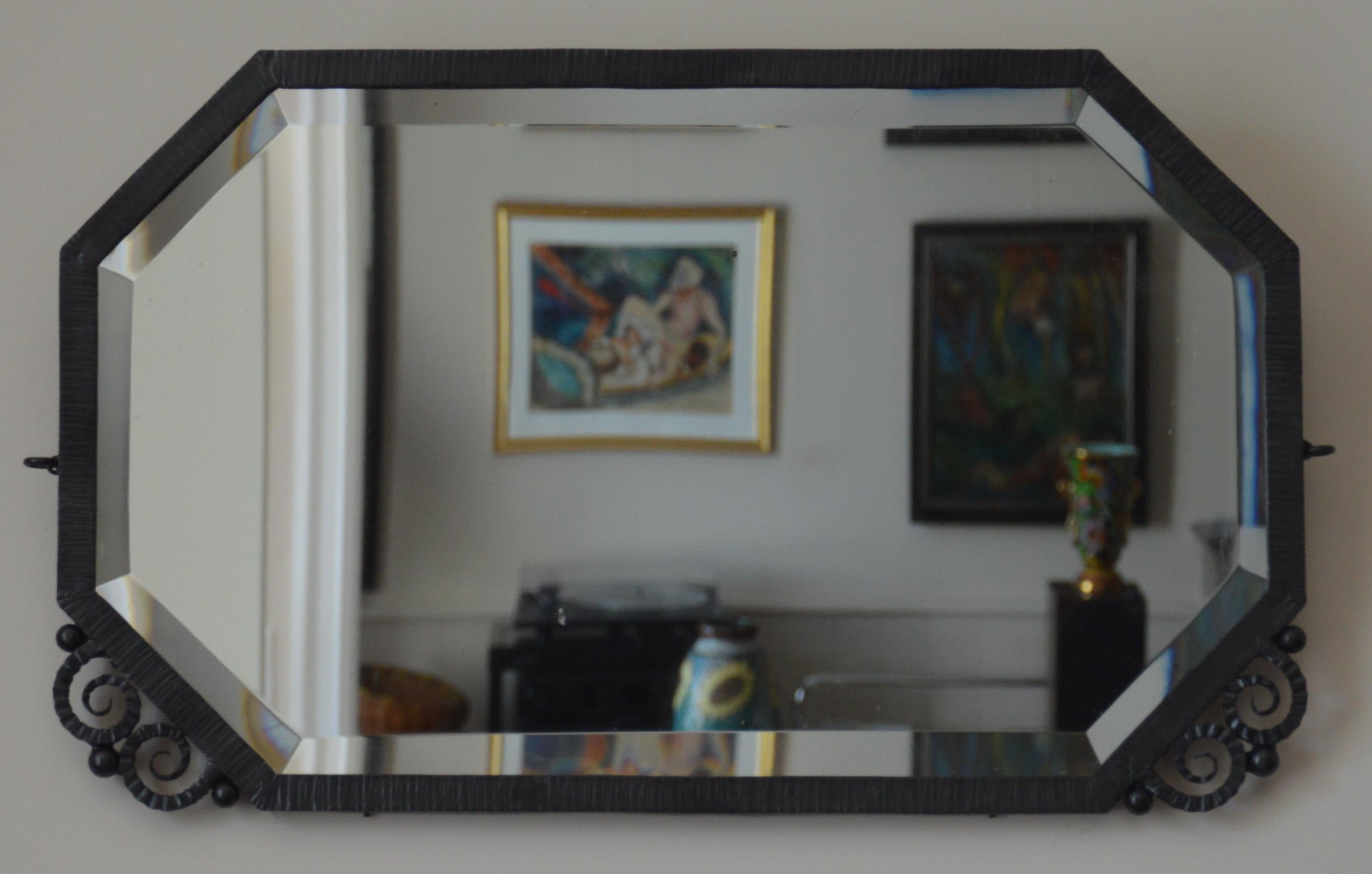 French Art Deco Pair of Wrought Iron Mirrors, ca.1930 For Sale 2