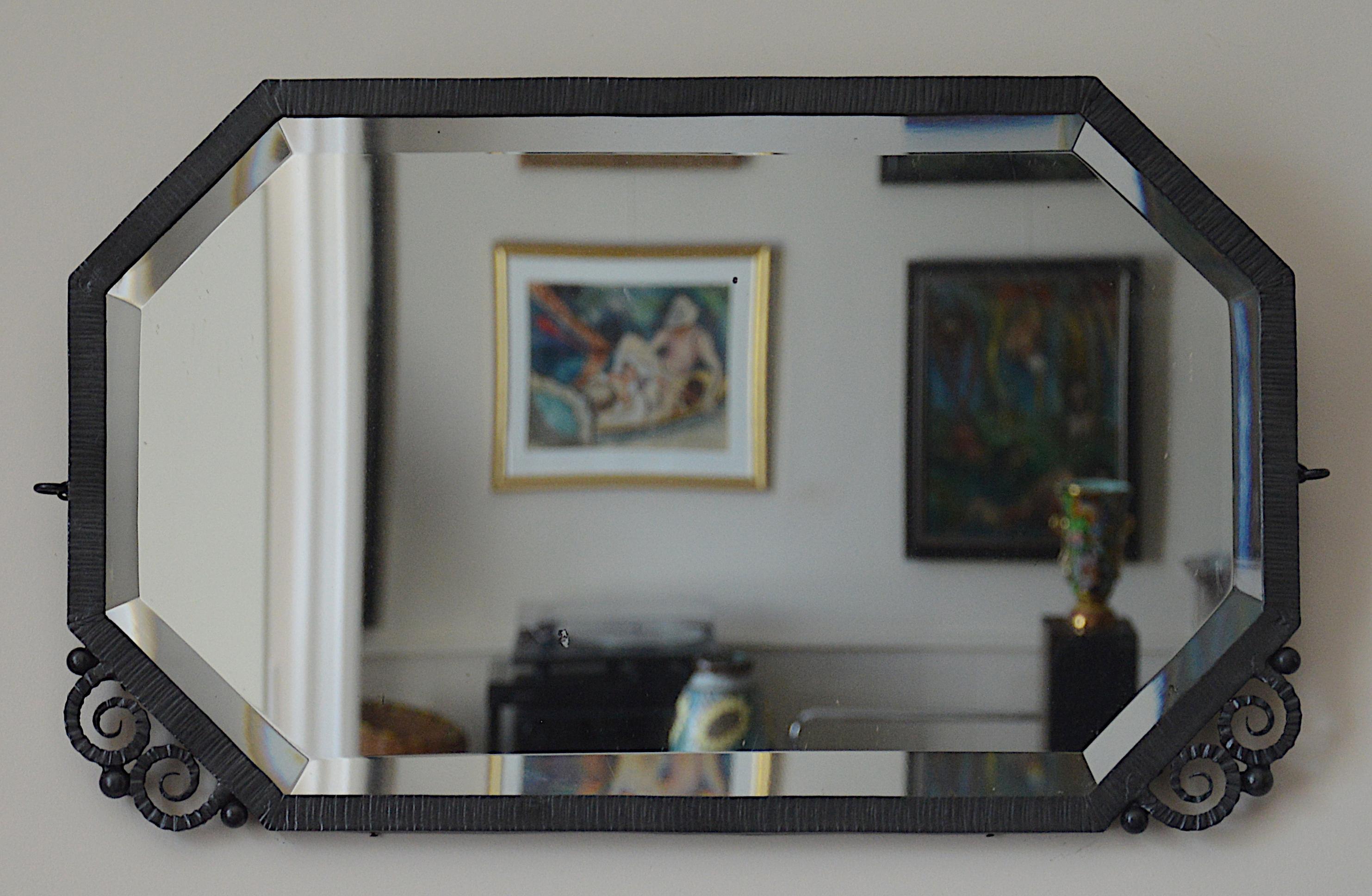 French Art Deco Pair of Wrought Iron Mirrors, ca.1930 For Sale 5