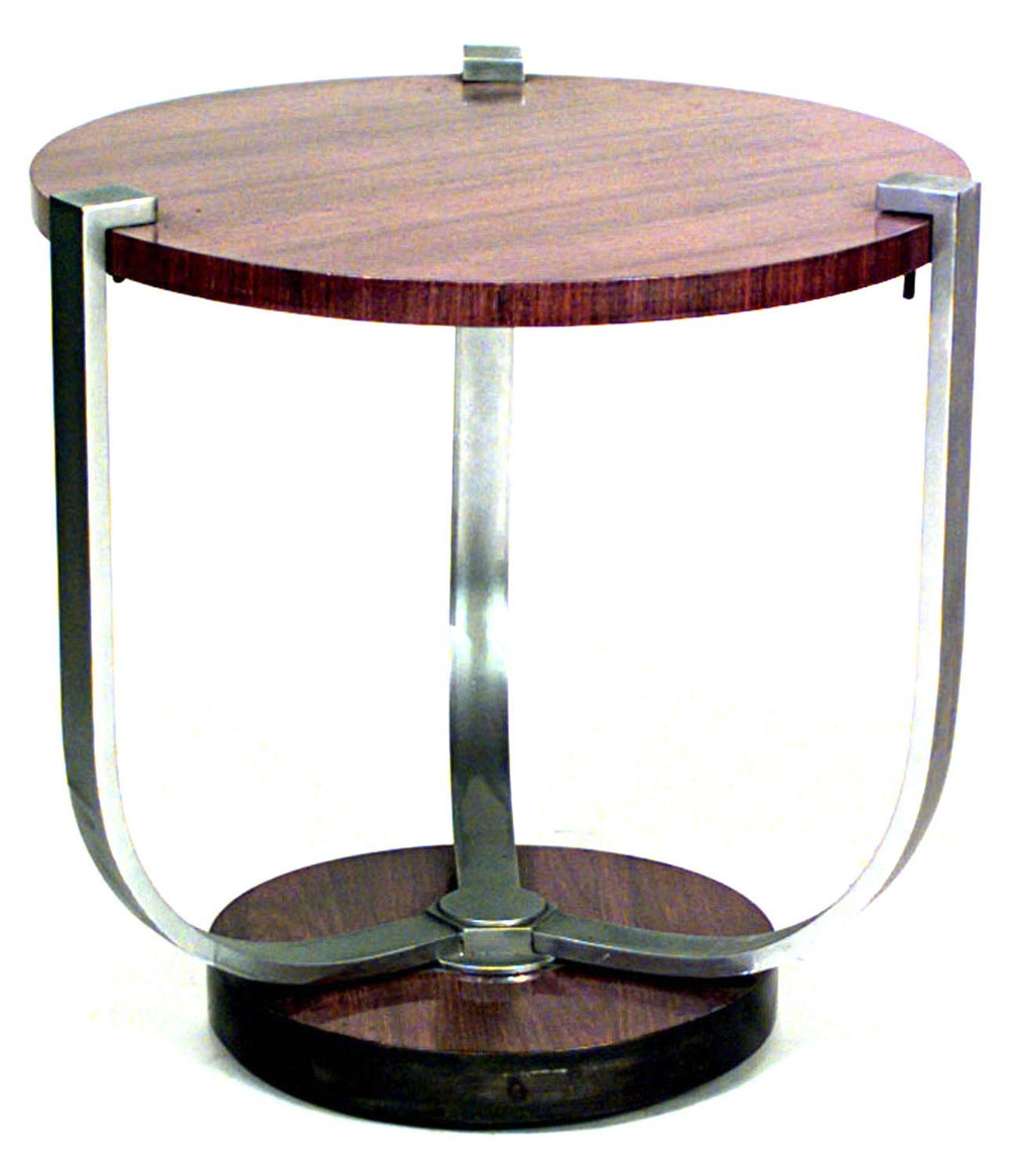 Beistelltisch aus Palisander und Chrom im Art déco-Stil (Französisch) im Angebot