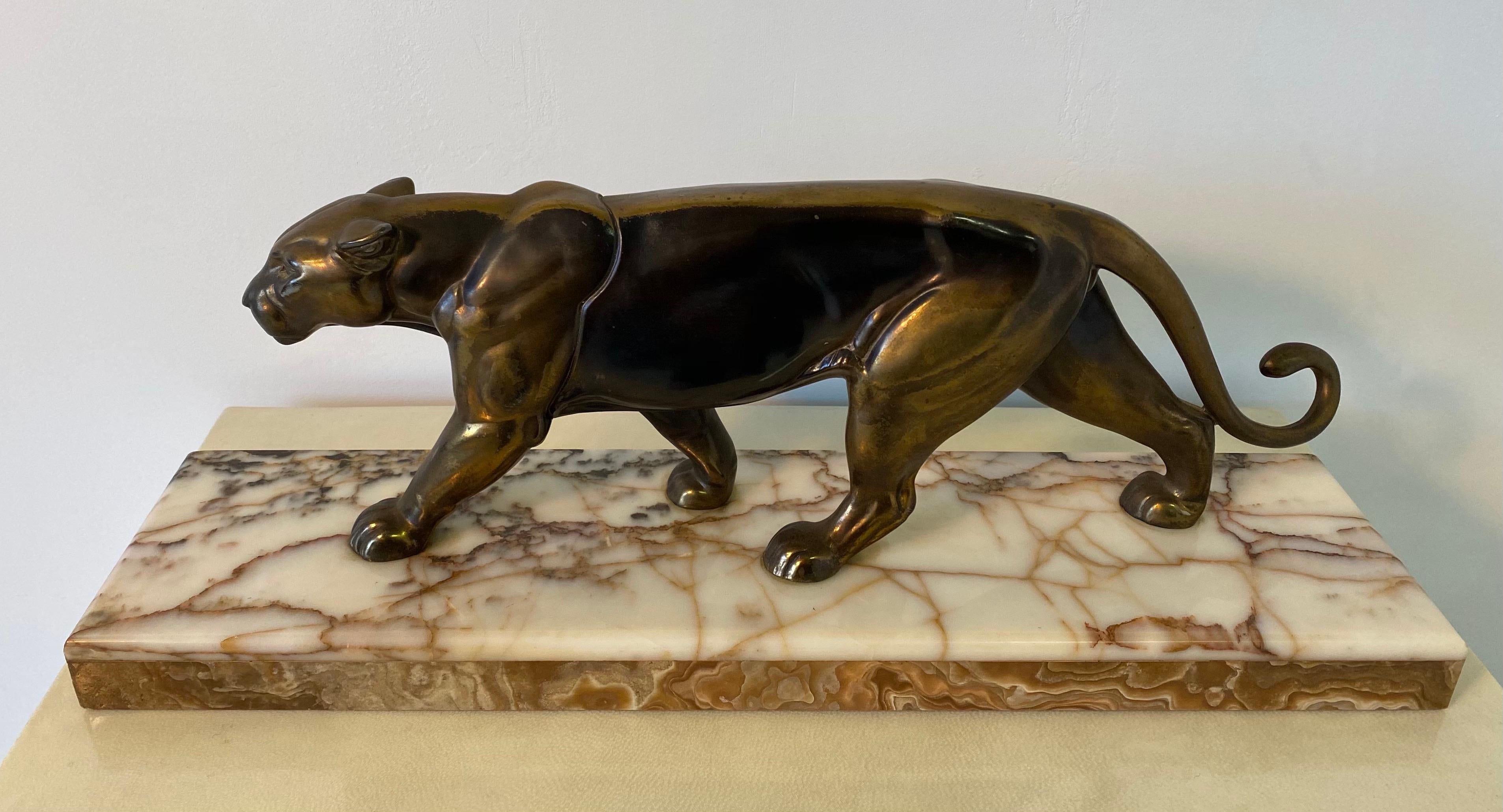 Französischer Art-Déco-Panther, 1930er Jahre (Metall) im Angebot