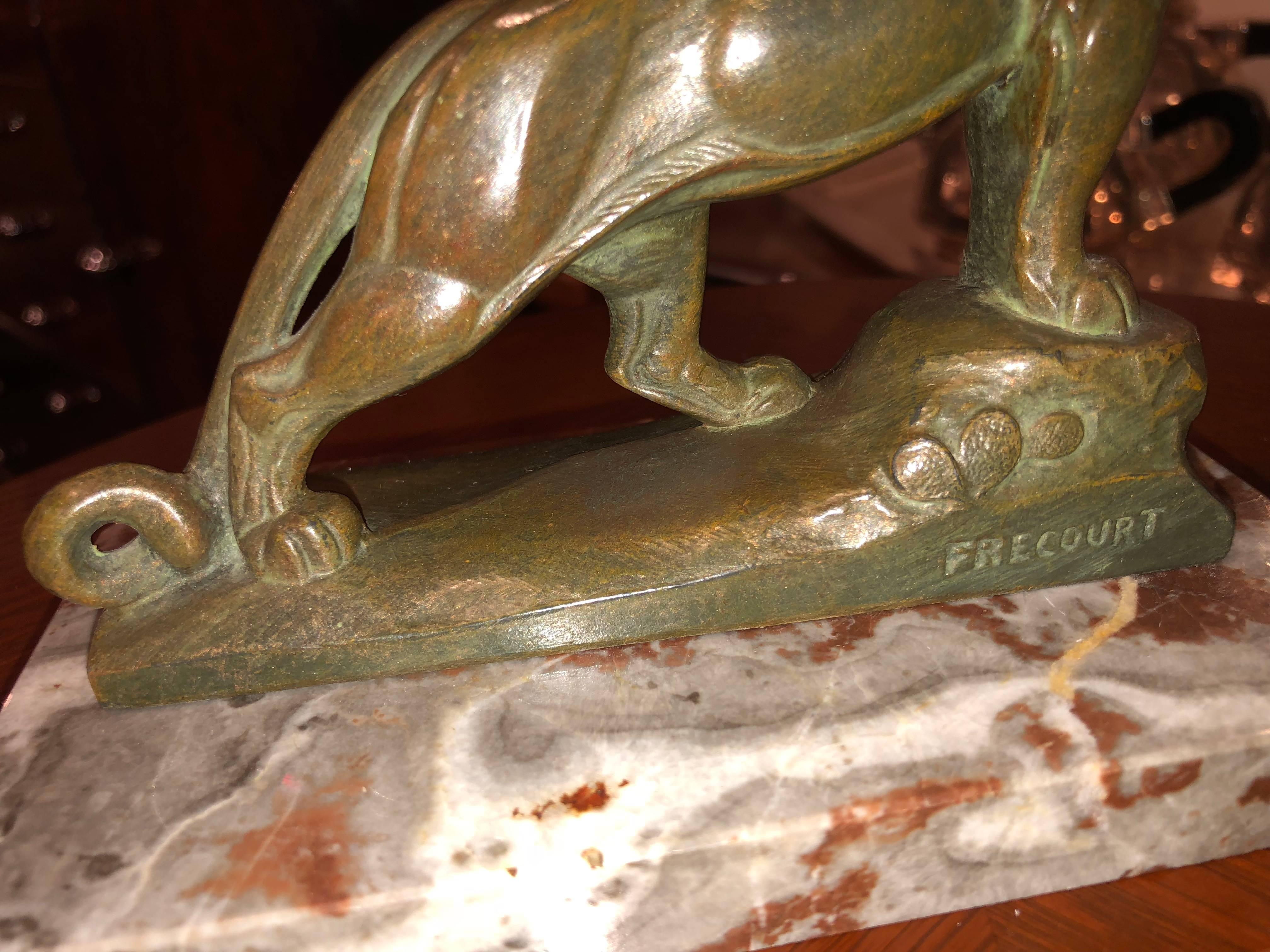 Bronze Serre-livres Art Déco français « Panthère léopard » de Maurice Frecourt, Statue en vente