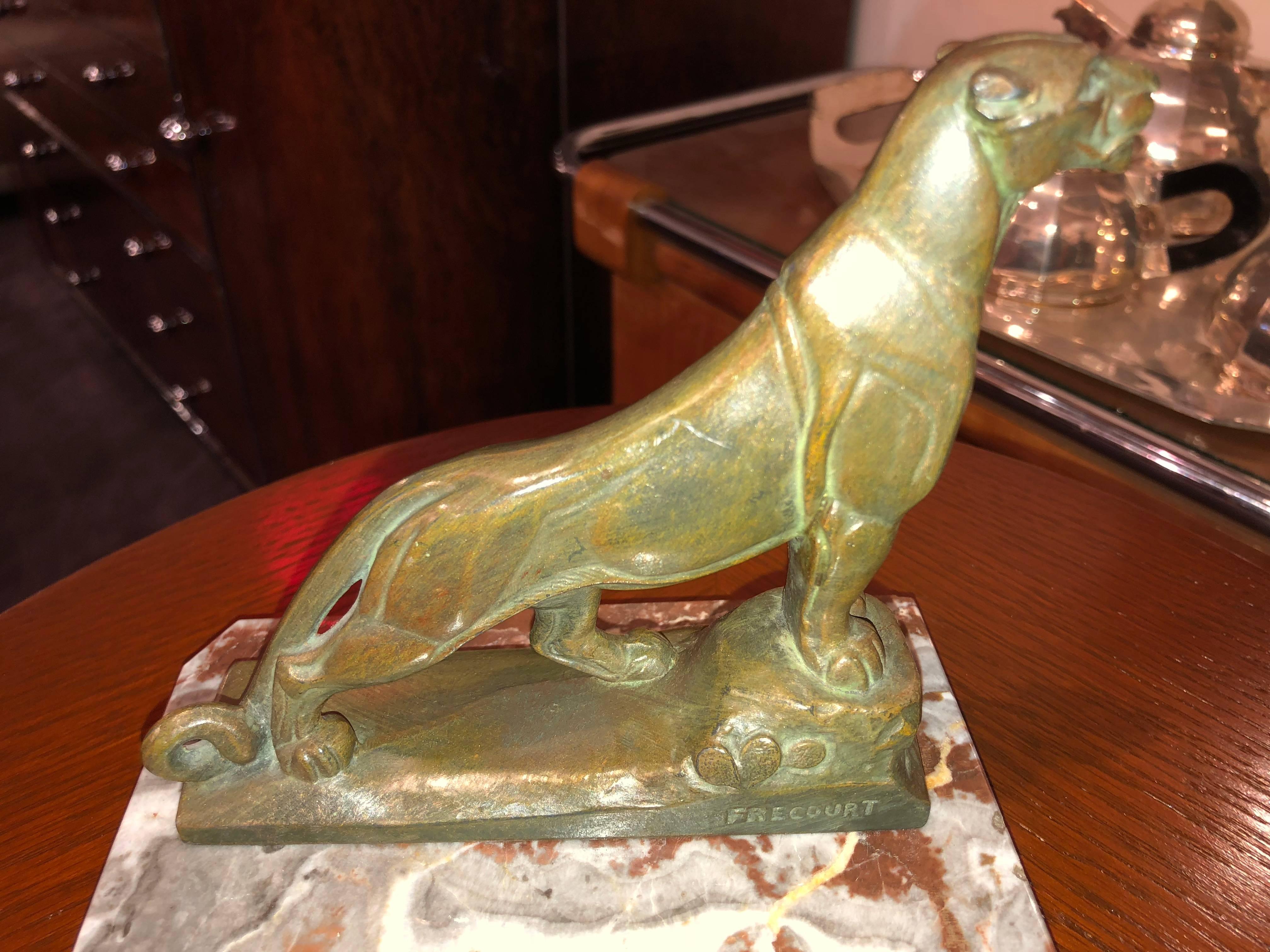 French Art Deco Panther Leopard Panther Bookends by Maurice Frecourt, Statue For Sale 2