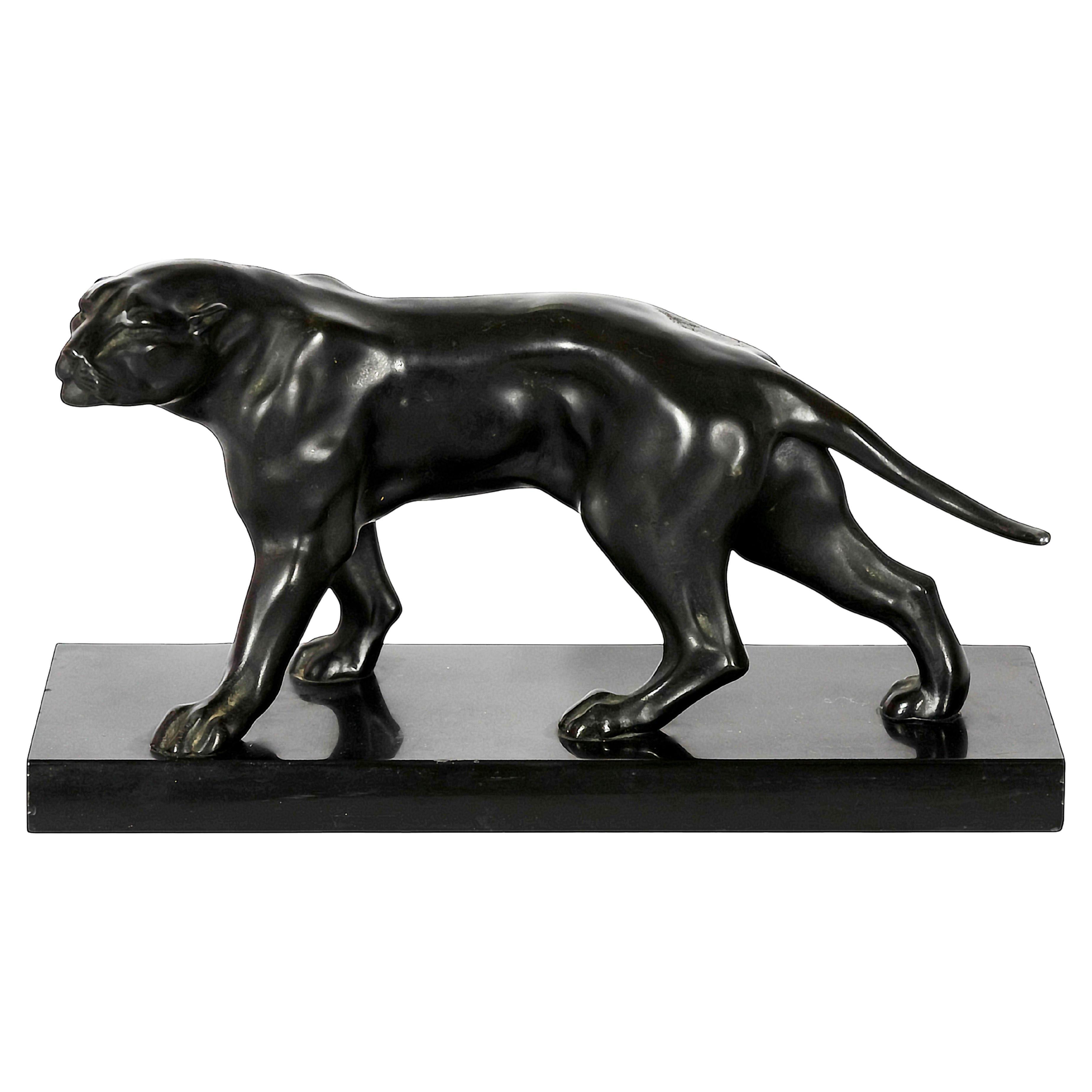 French Art Deco Panther Patinated Sculpture by Jacques Limousin For Sale