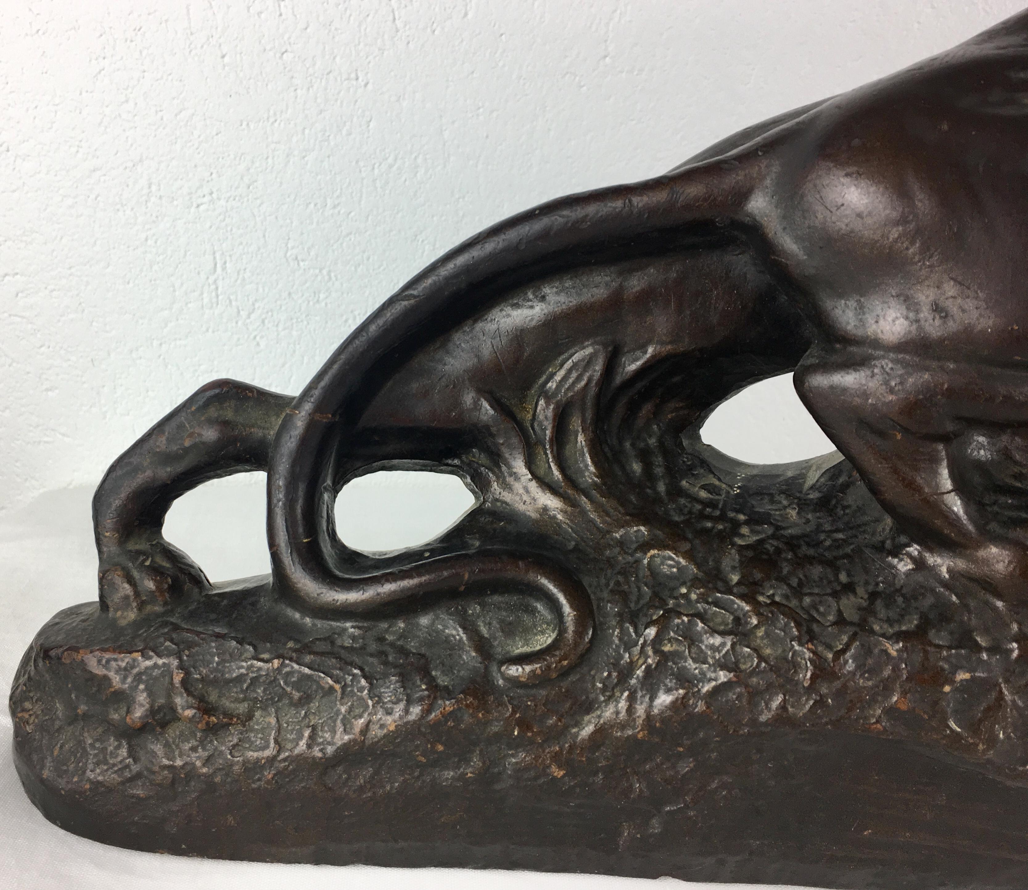 French Art Deco Panther Sculpture and Clock, circa 1930 (Art déco)