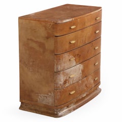 Comò francese Art Déco rivestito di pergamena, C.C. 1940.