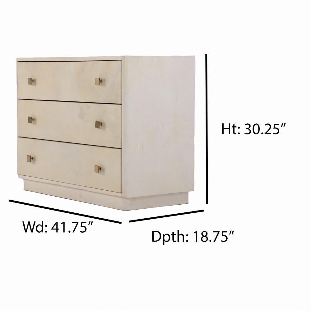 French Art Deco parchment covered dresser in the manner of Samuel Marx, C. 1930. In Fair Condition In Philadelphia, PA