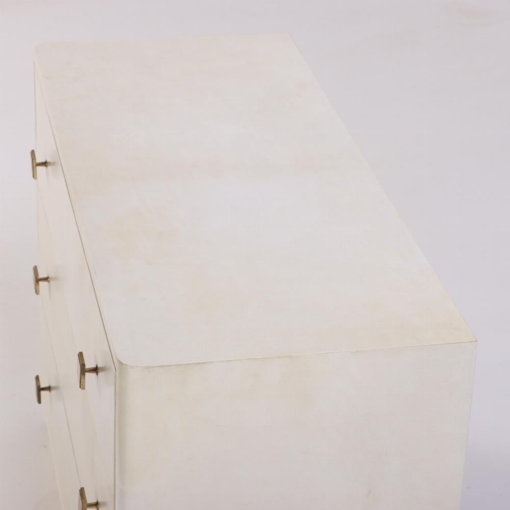 20th Century French Art Deco parchment covered dresser in the manner of Samuel Marx, C. 1930.