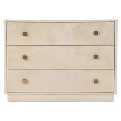 French Art Deco parchment covered dresser in the manner of Samuel Marx, C. 1930.